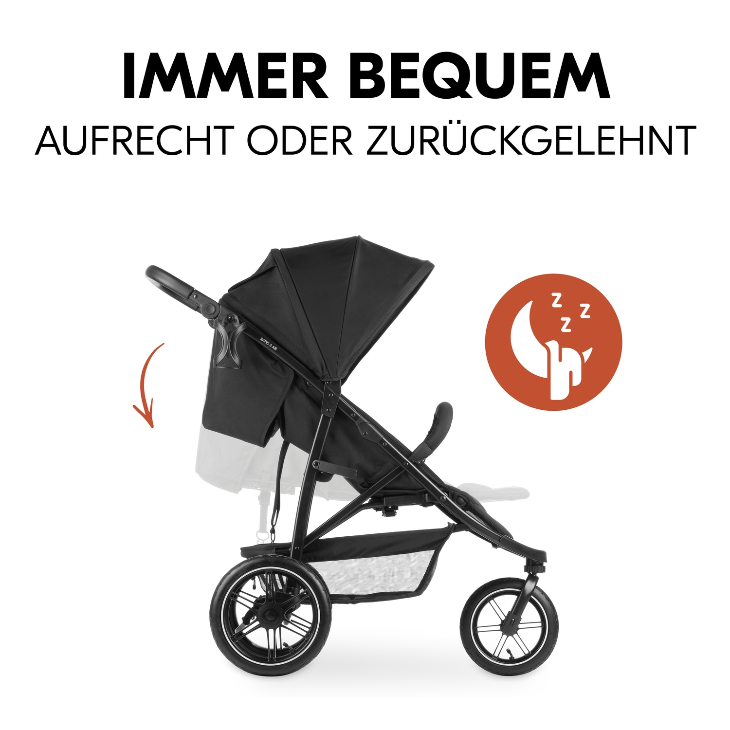 Hauck Poussette pour enfants »Dreiradbuggy, Rapid 3 Air, black« 22 kilos mit schwenk/feststellbarem Vorderrad; Lufträder; bis 22 kg belastbar