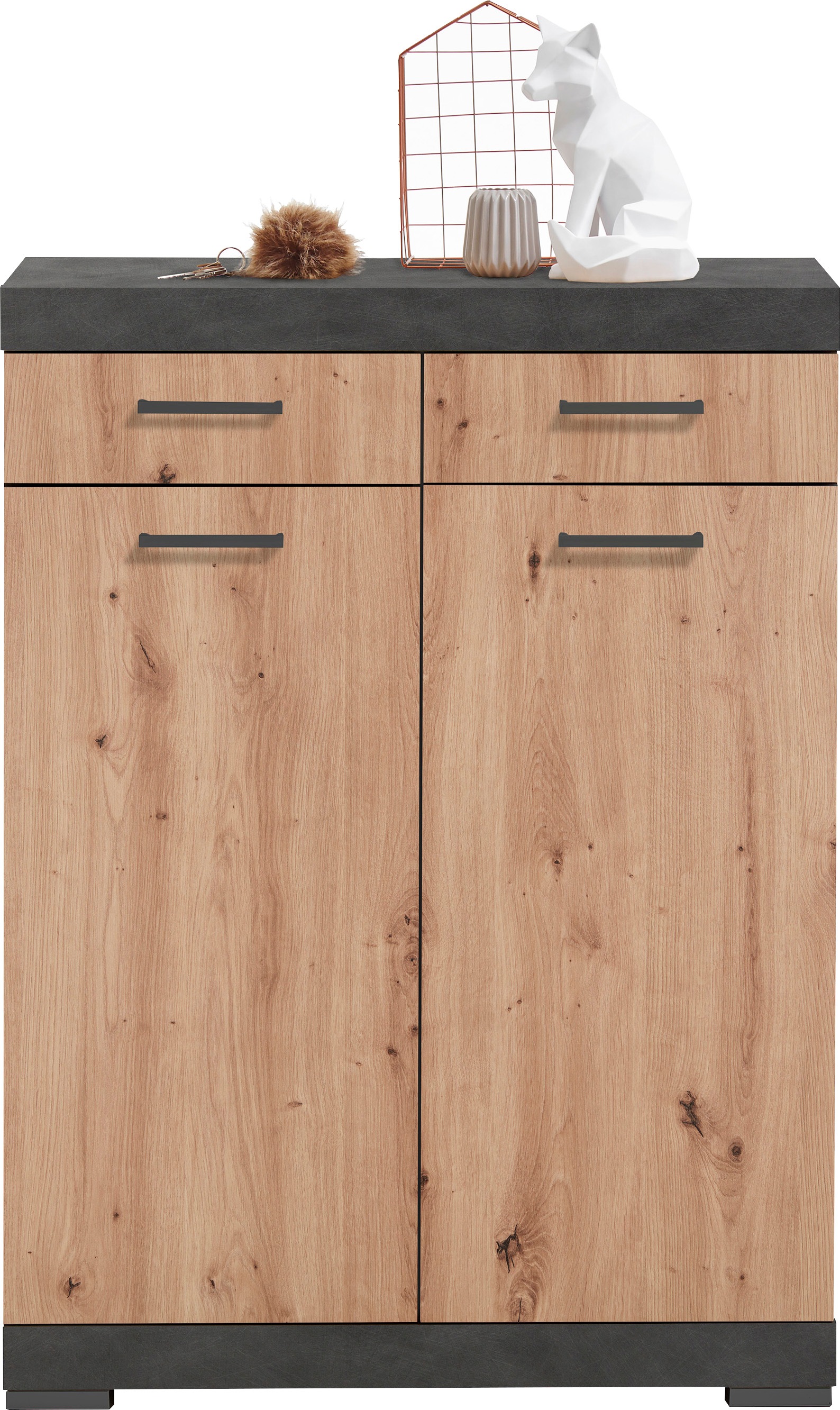 Image of FMD Garderobenschrank Kommode mit zwei Schubkästen und 2 Türen, Breite 80 cm