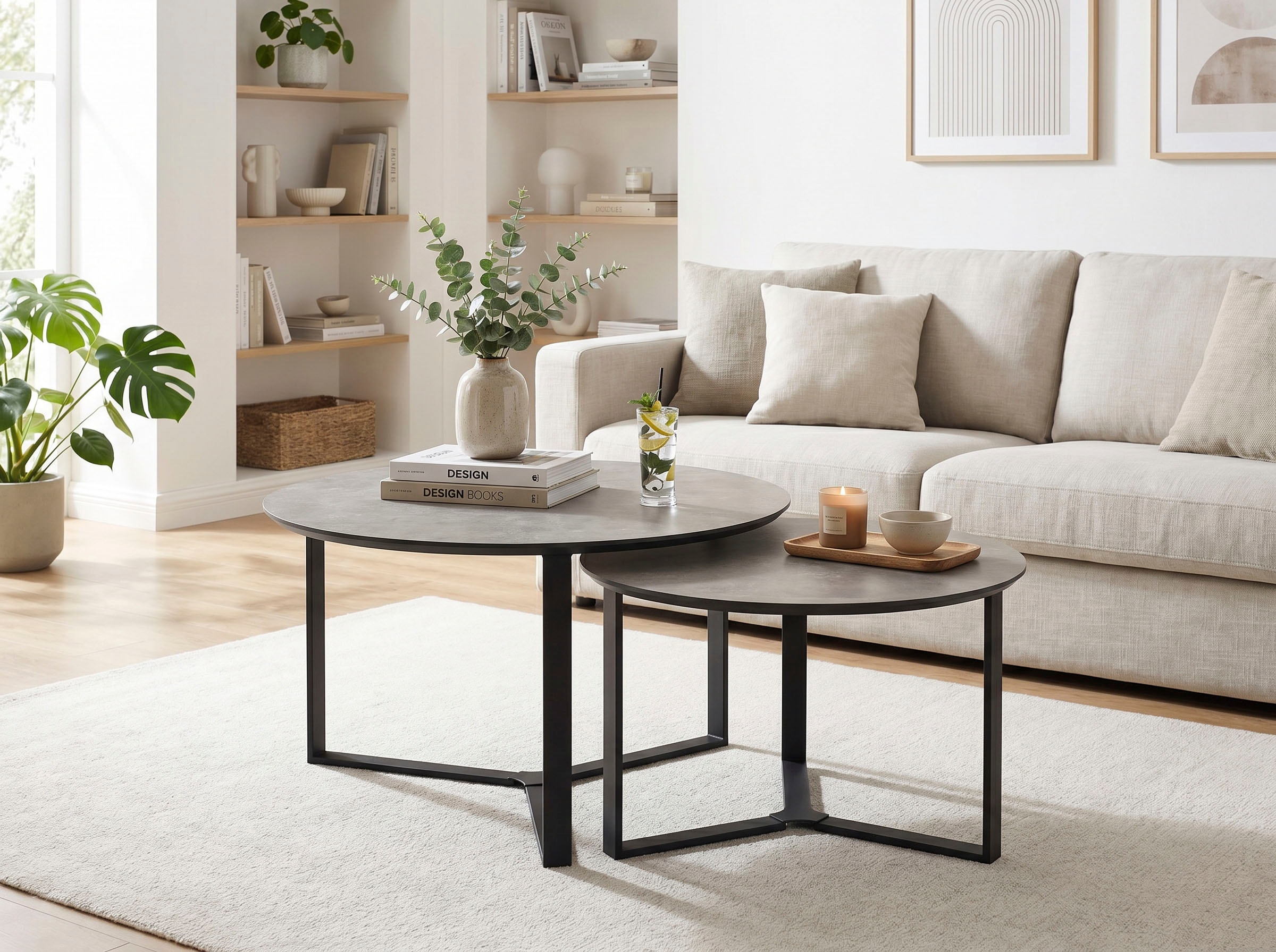 HELA Couchtisch »MASSA« Set, 2 Stk. tlg. 2er Set, Gestell rechteckig, Melamin mit Schweizer Kante