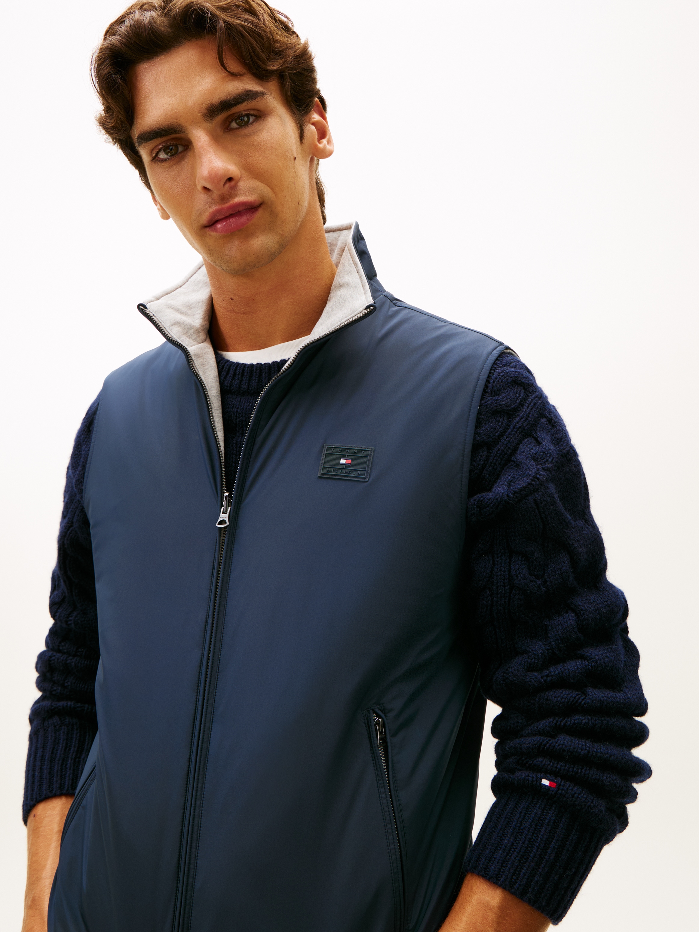 Tommy Hilfiger Wendeweste »LW REVERSIBLE« von beiden Seiten tragbar, Stehkragen, 2-Wege-Reissverschluss
