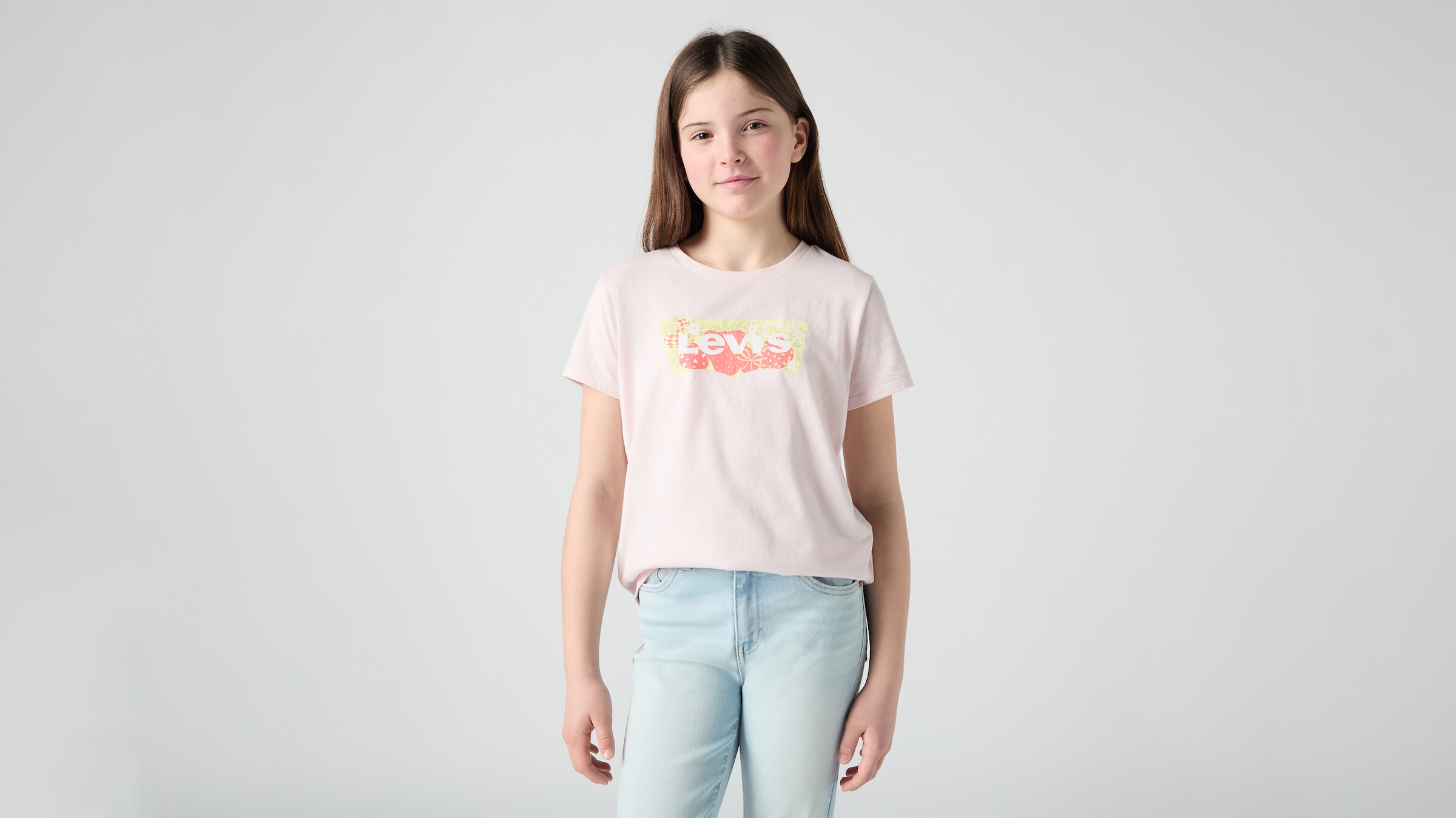 Image of Levis Kids T-Shirt "LVG STRAWBERRY SS BATWING TEE" mit Logo Print