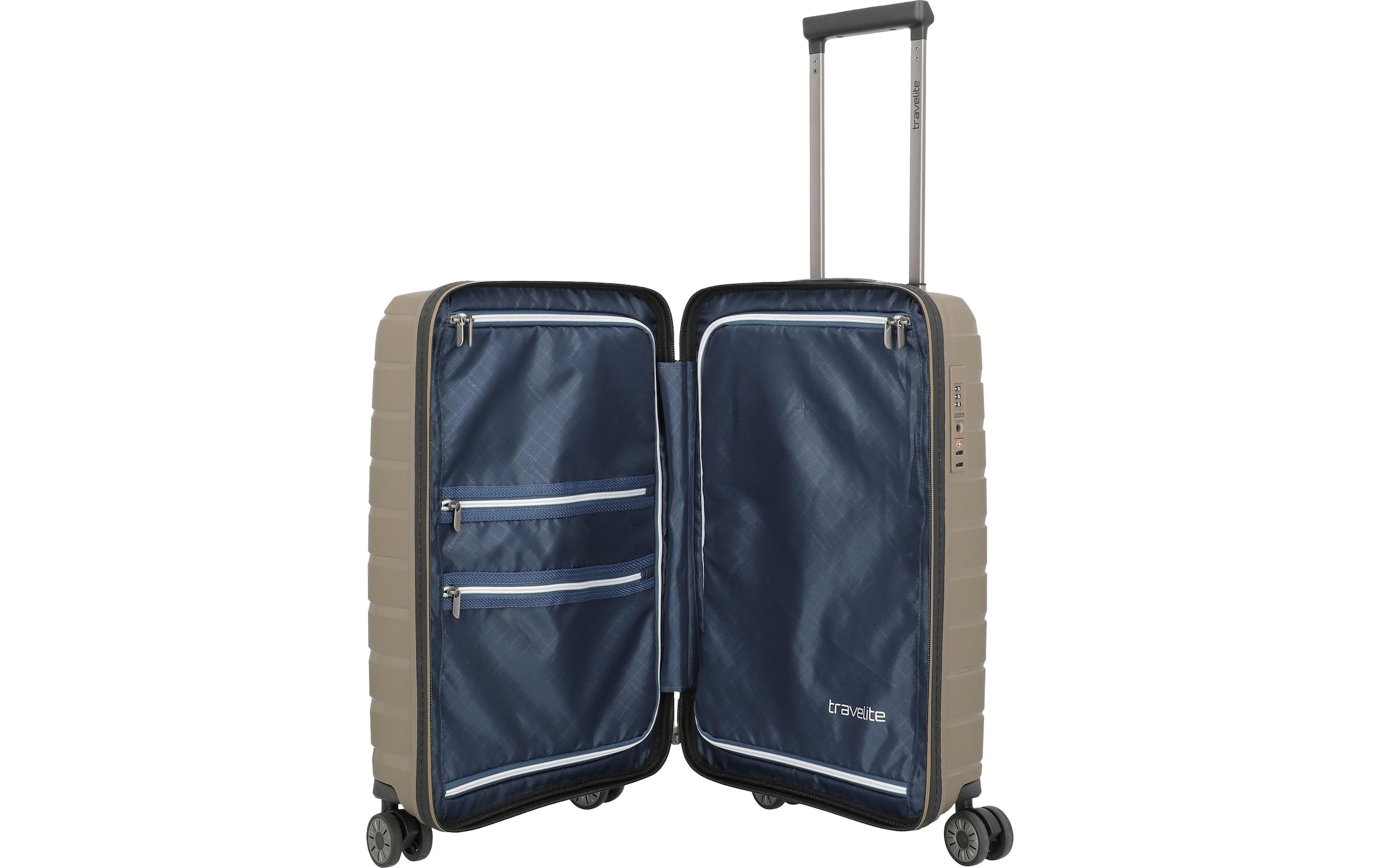 travelite Trolley »AIR BASE Reisekoffer Hartschale« 35 litre 4 Rollen kratzresistenter Oberfläche und cleverer Innenaufteilung