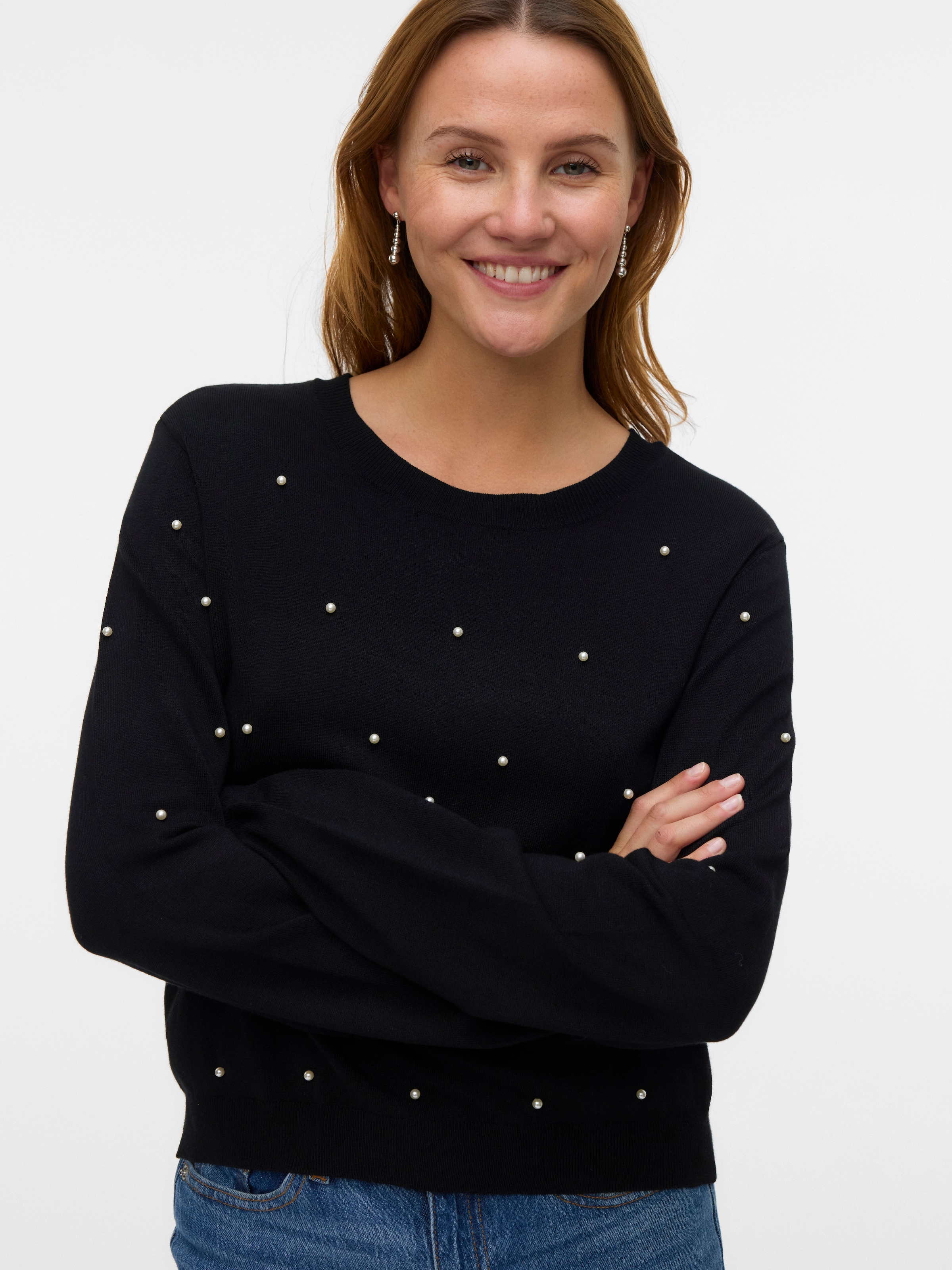 Image of Vero Moda Rundhalspullover "VMGLORY PEARL LS O-NECK PULLOVER BOO"