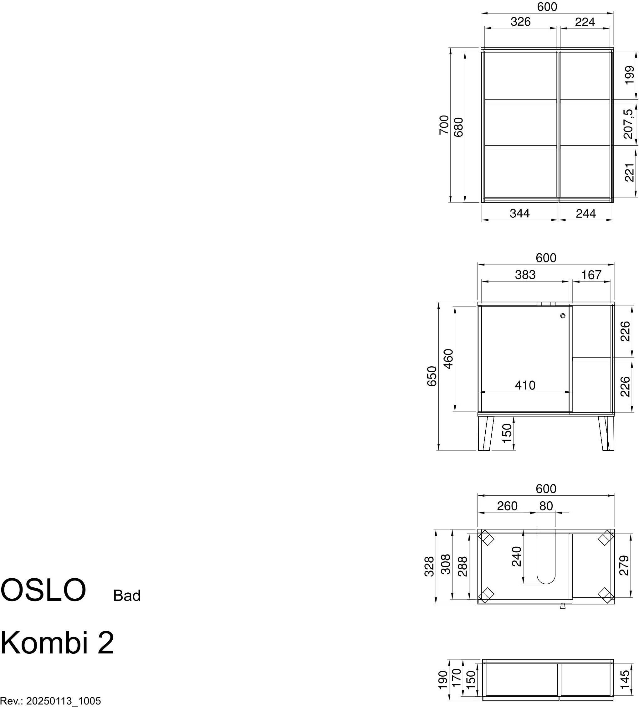 Home affaire Ensemble de meubles de salle de bain »OSLO, Bad im skandinavischen Design, 2-teiliges Badezimmer« Ensemble, 2 cuis tlg.