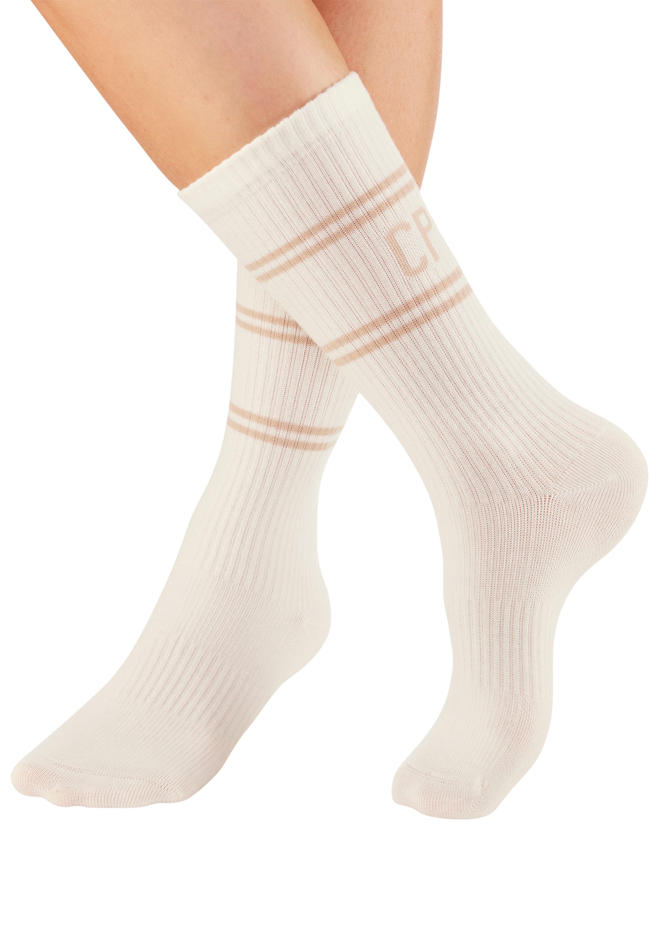 Copenhagen Studios Langsocken, (Packung, 2 Paar), mit Pikeé-Struktur unter der Sohle