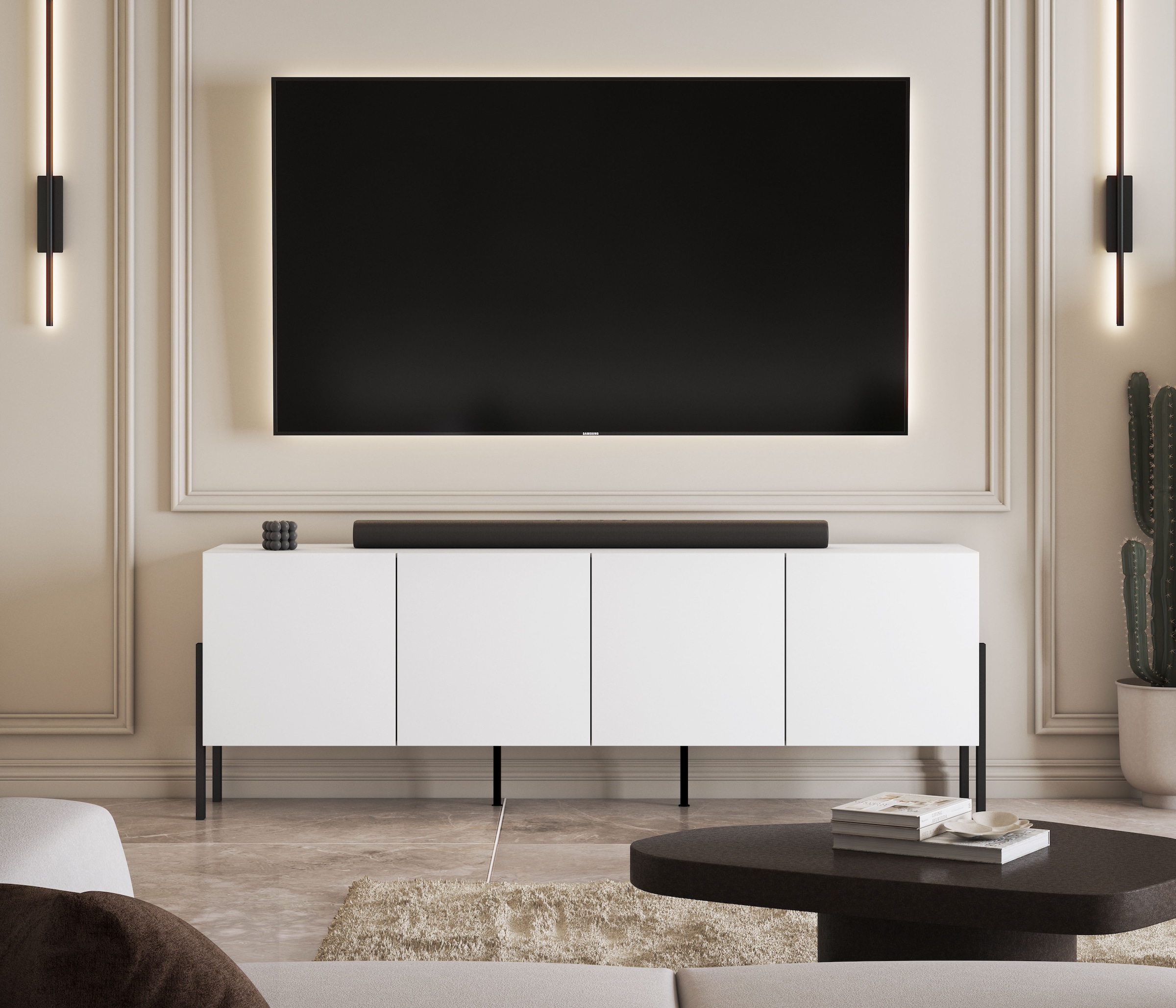 INOSIGN Kommode »Jukon,Breite 200 cm, moderne grifflose Kommode,4 Türen«, Sideboard, Anrichte viel Stauraum, push-to-open-Funktion