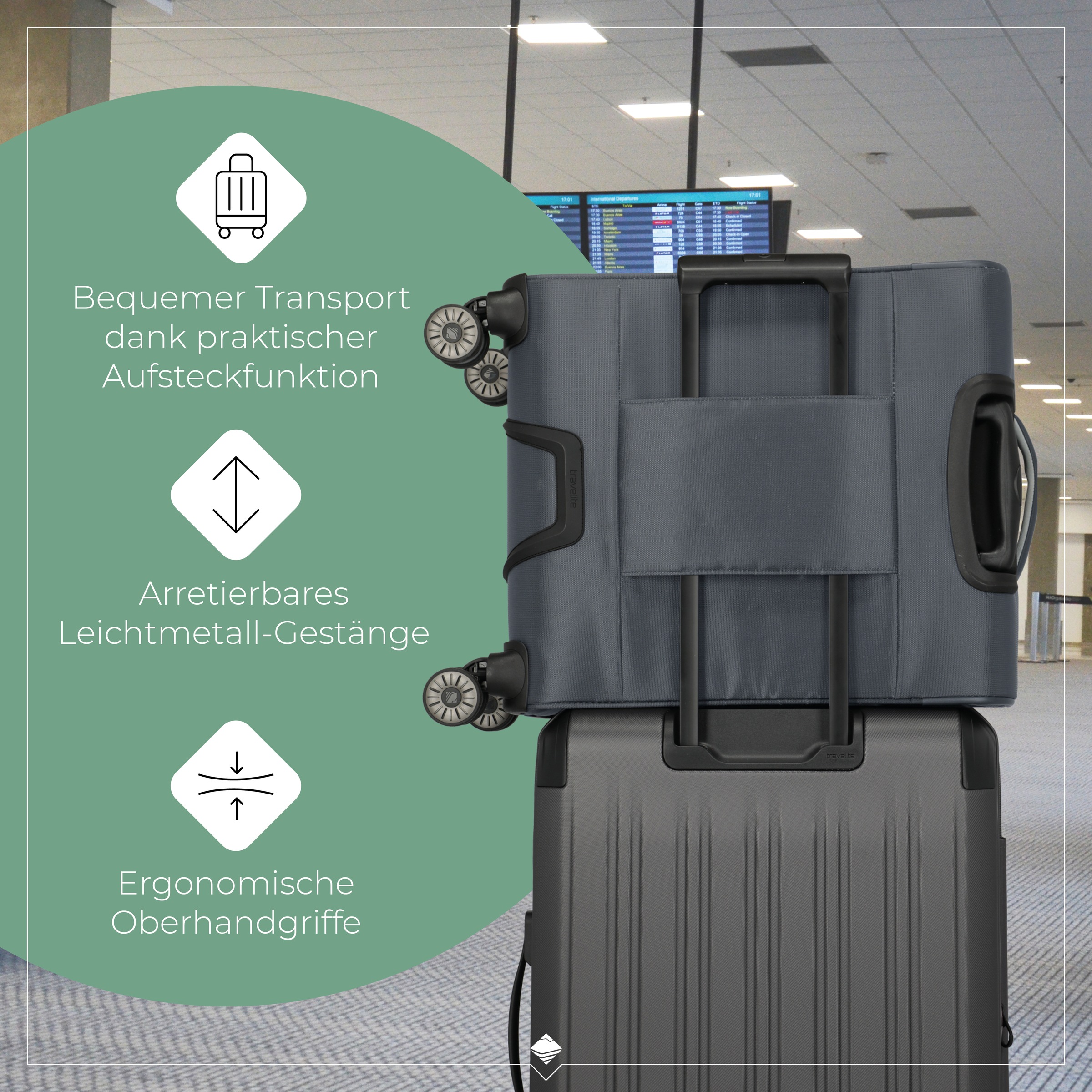 travelite Trolley pour bagages à main »JETPACK Max 4 Cabin Handgepäck Koffer« 41 litre 4 Rollen bagage souple, compatible Ryanair, Condor et de nombreuses compagnies aériennes courantes