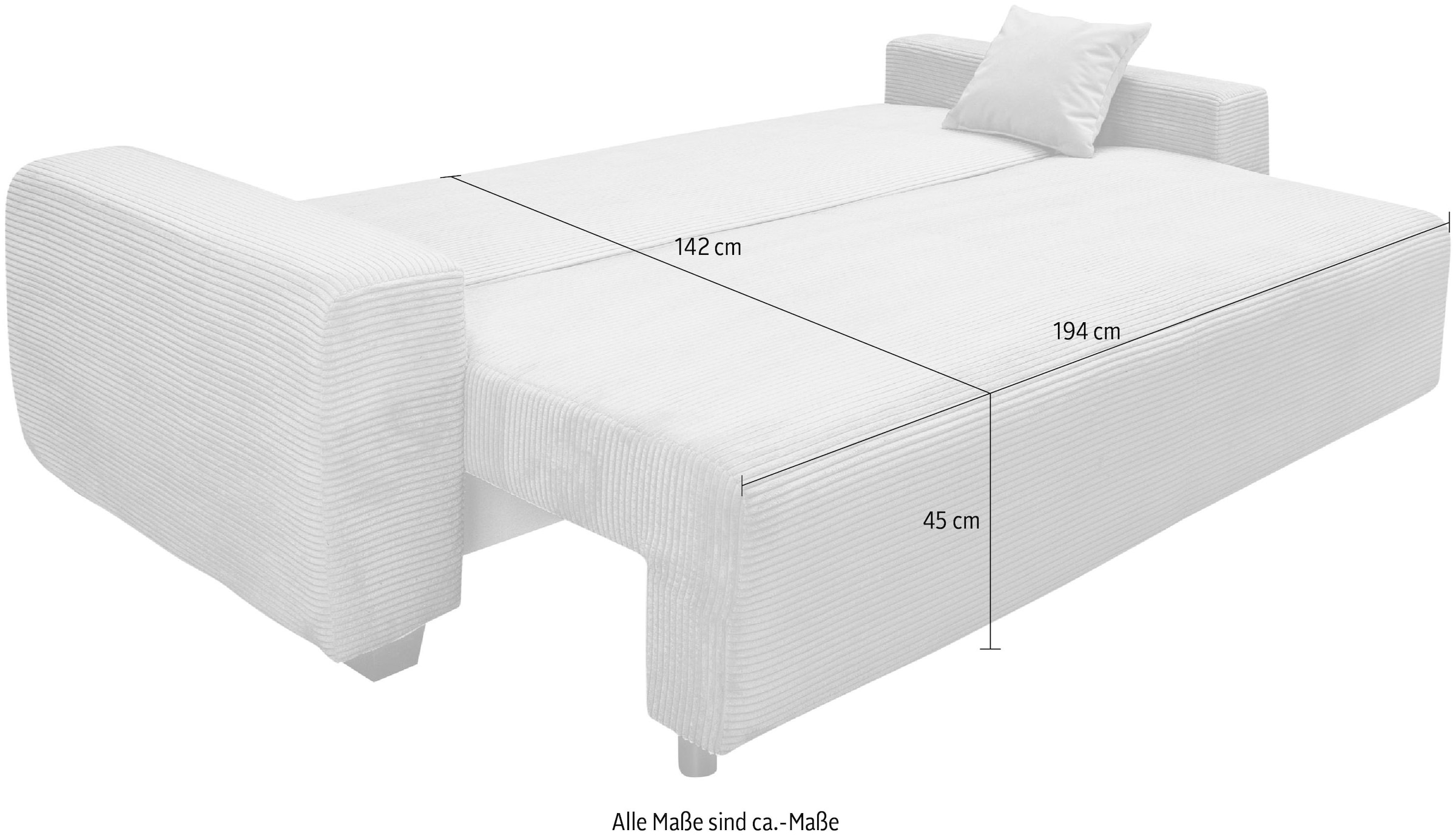 GOODproduct Canapé-lit »Bella mit Bettkasten, Gästebett 142x194, in 3 Qualitäten, inkl. Kissen« CLASSIC - Bonnellfedern ohne Topper - ideal als Gästebett