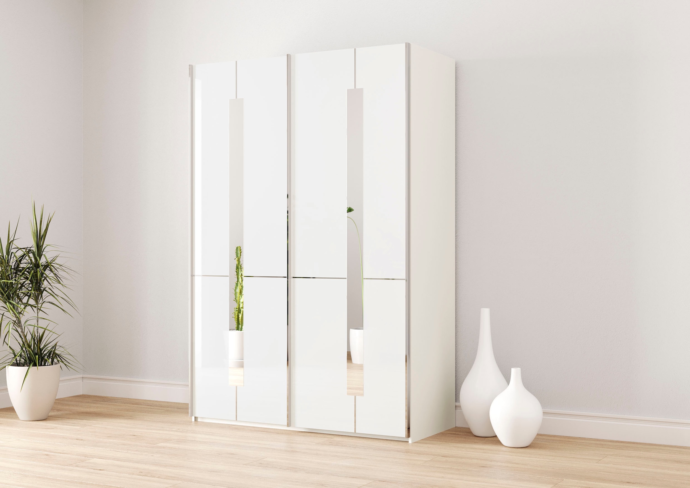 Musterring Armoire à portes coulissantes »Imola W« comprend étagères et tringles, avec portes vitrées et miroir décoratif