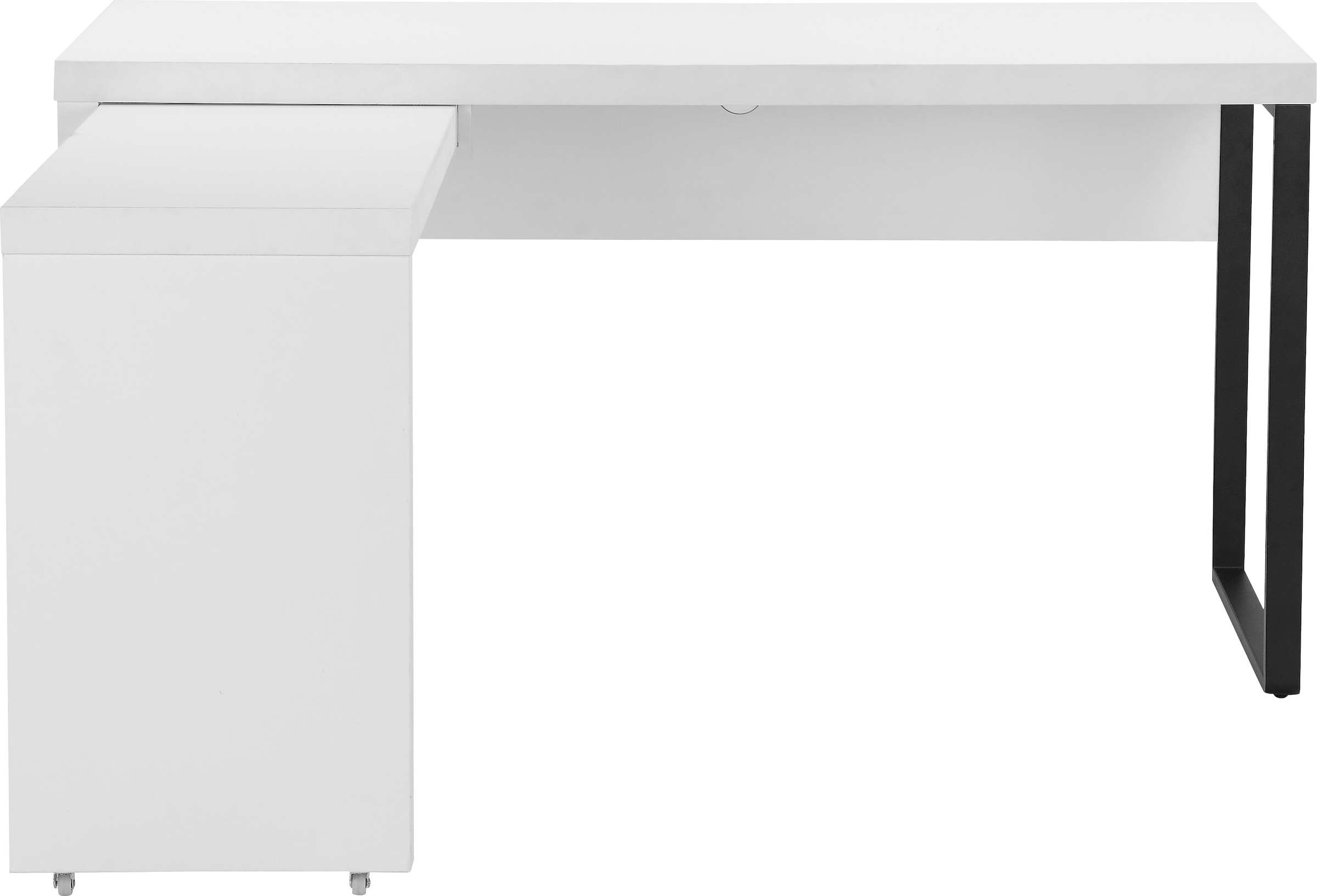 Places of Style Schreibtisch »Maniago, Computertisch;«, weisser Eckschreibtisch mit rollbarem Element, 140x81-131 cm