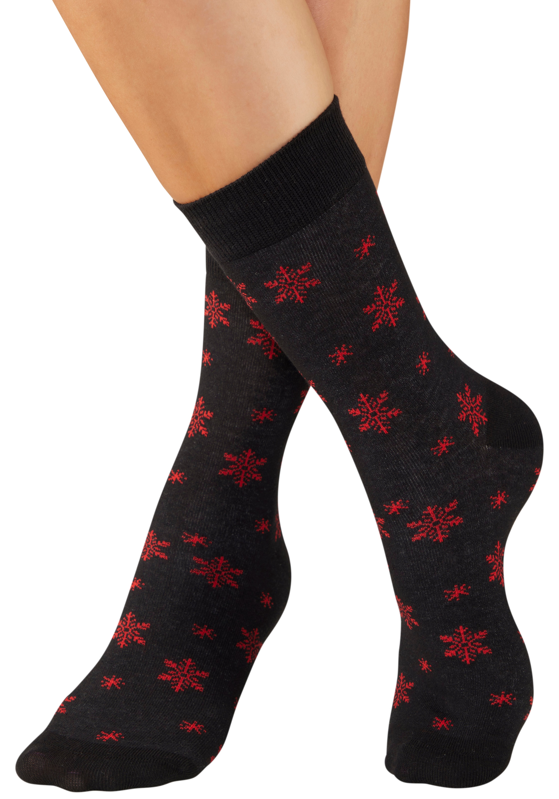 LASCANA Chaussettes Packung, 3 Couple tlg. mit weihnachtlichem Dackelmotiv
