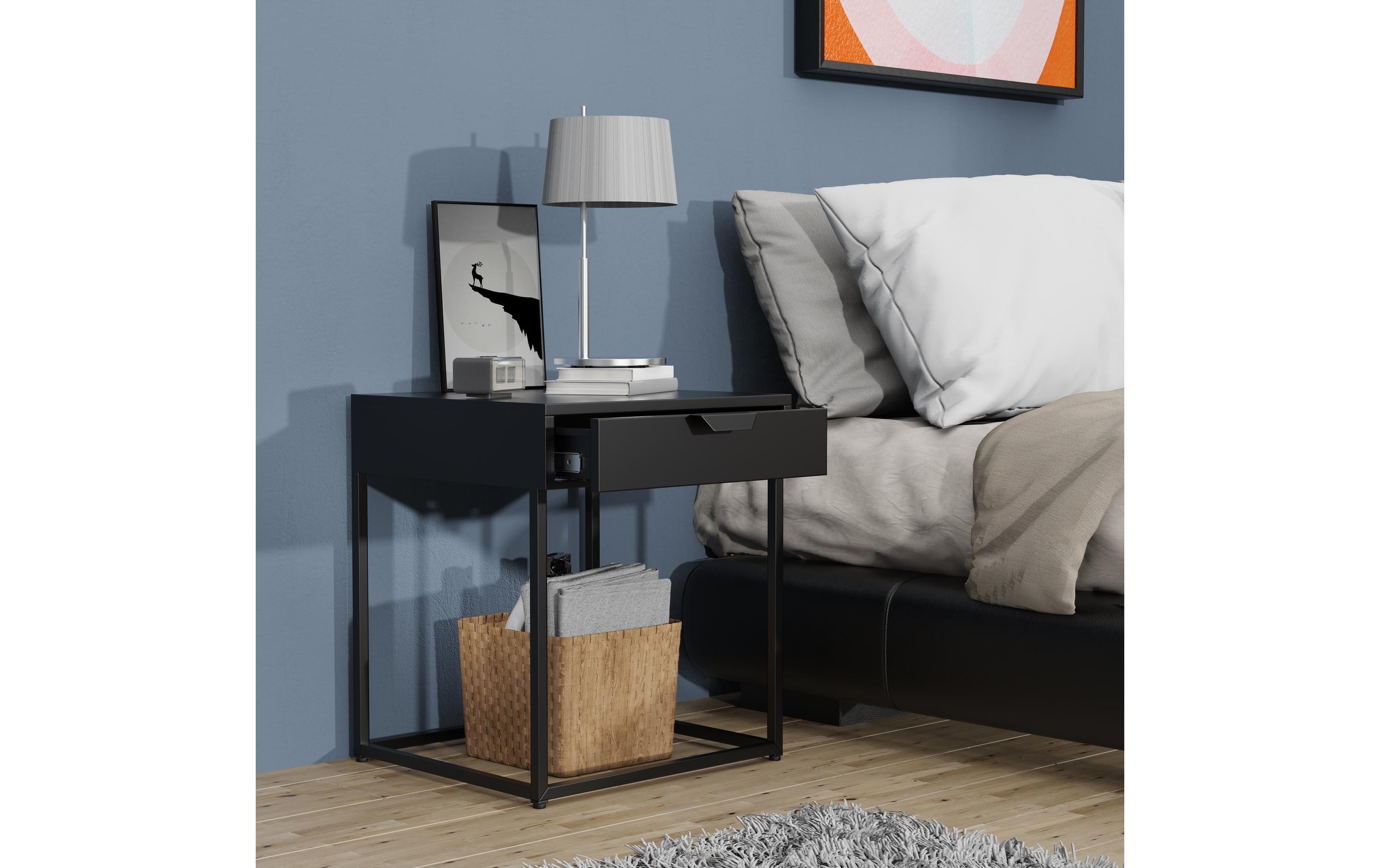 VCM »VCM Nachttisch Flokas S 43 x 50 cm, Schwarz«