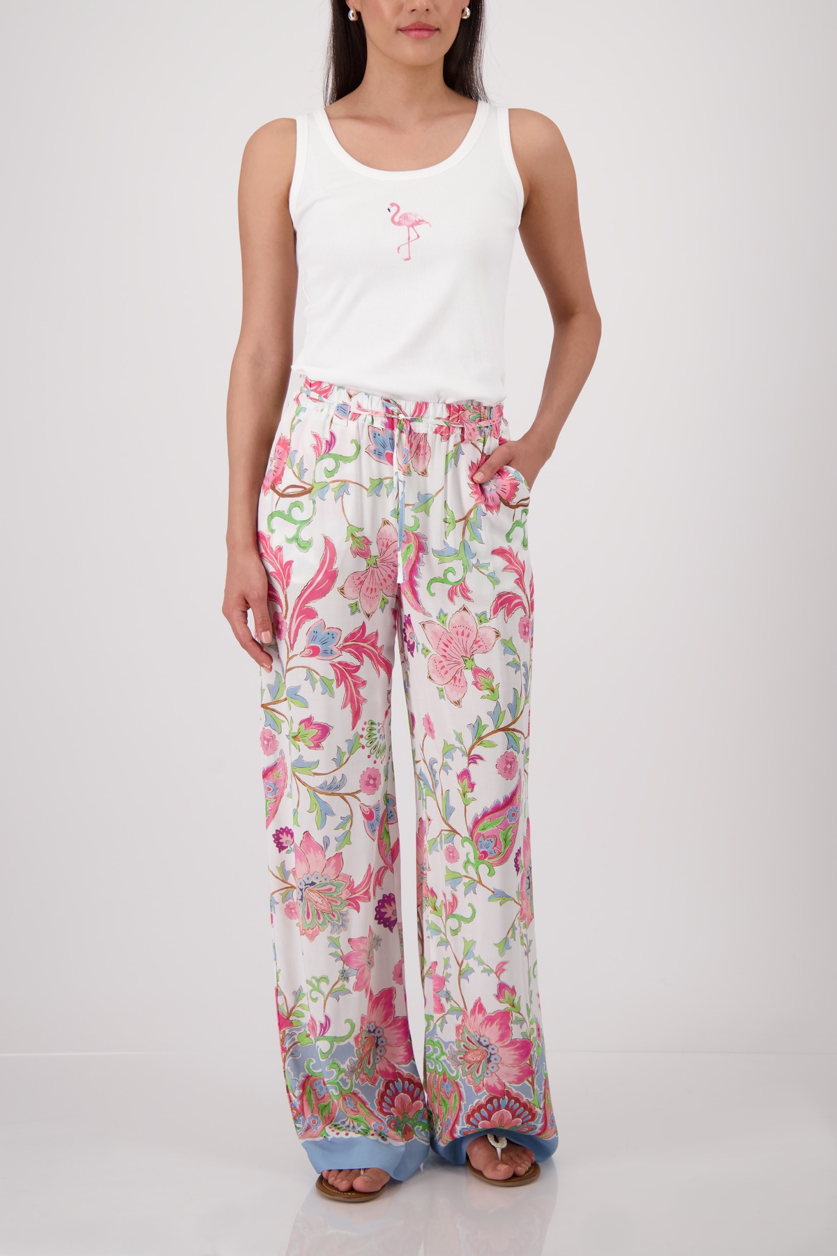 Monari Pantalon palazzo »Hose Pia reg. Blumendruck«  coupe régulière avec motif floral