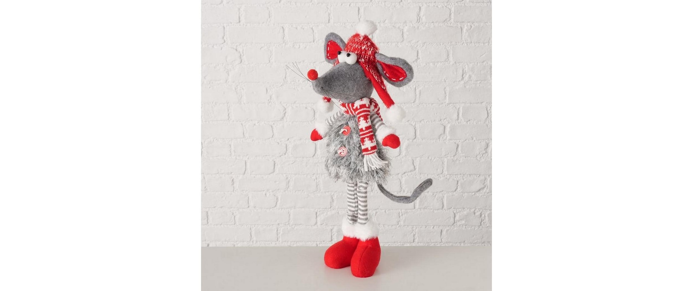 BOLTZE Weihnachtsfigur »Dekofigur Maus Helgy Grau/Rot«