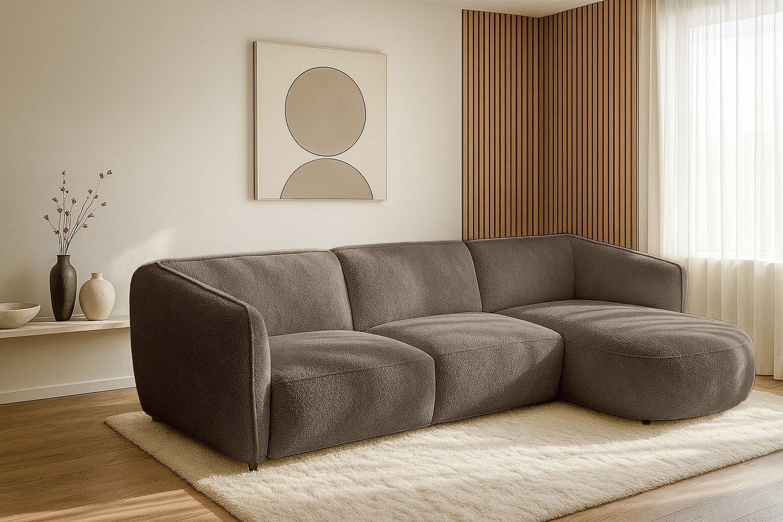 GOODproduct Ecksofa »OSTRUP Rundsofa, L-Form, Naturtöne, Boucle oder Chenille« Breite 280 cm, organische Form mit sanften Rundungen