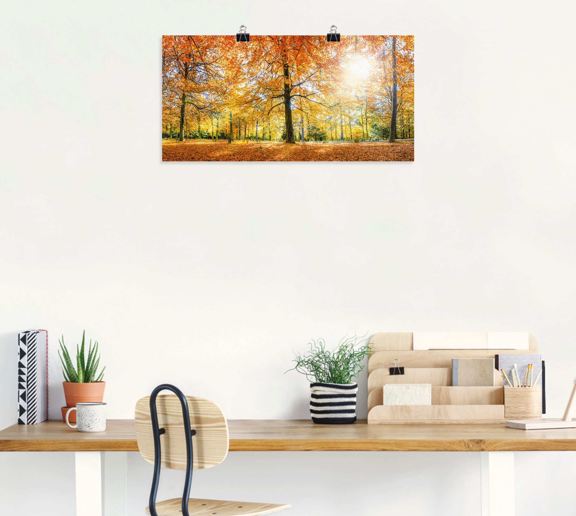 Artland Poster »Herbstwald Panorama«, Wald, (1 St.), als Alubild, Leinwandbild, Wandaufkleber oder Poster in versch. Grössen