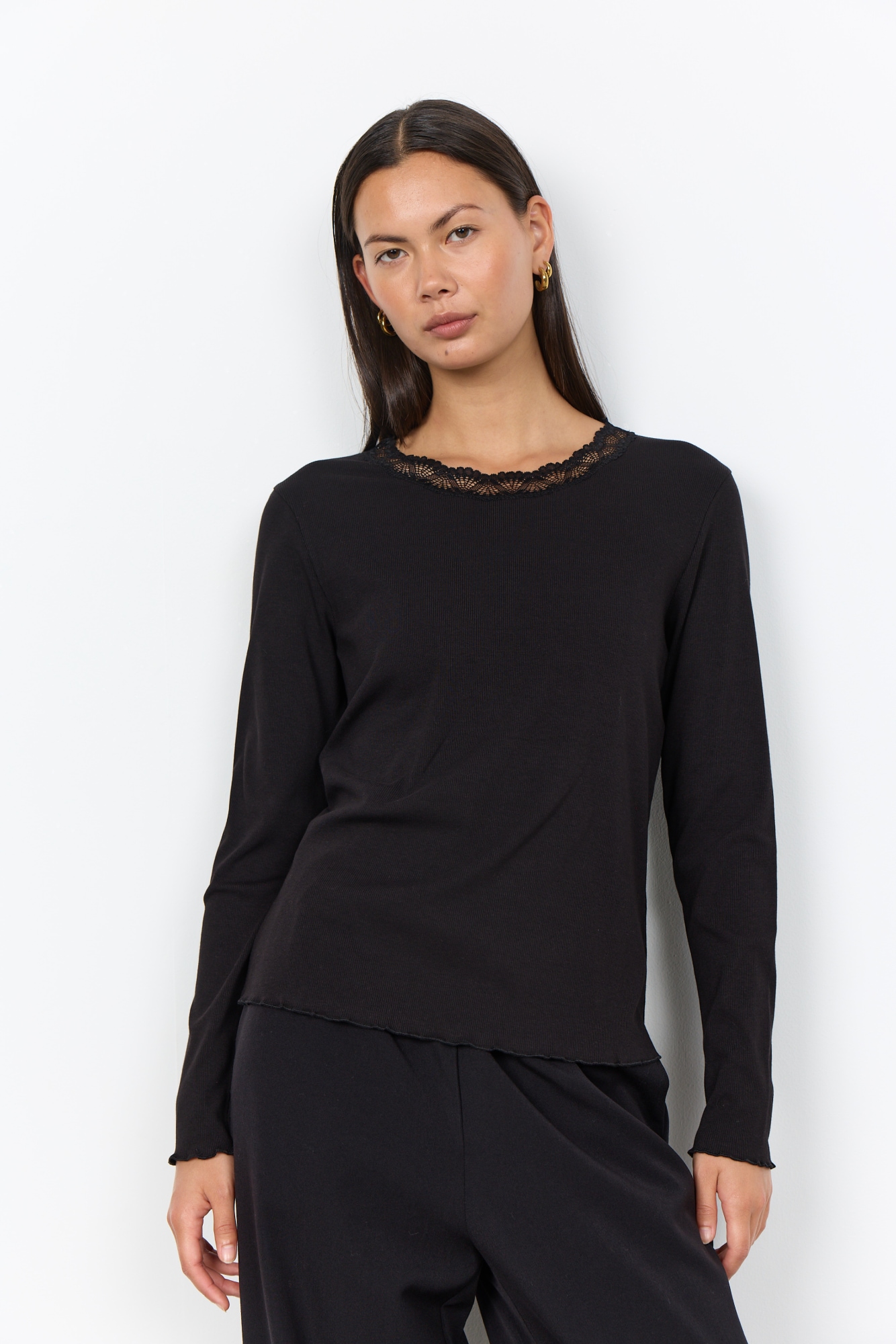 Image of soyaconcept Langarmshirt "SC-CHANILLA 5" Baumwollmischung, Spitze