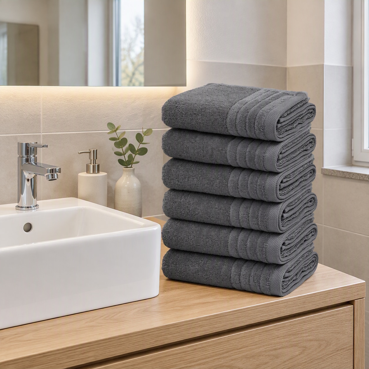 GOODproduct Serviettes »Sanremo Premium, Premium Handtücher, 600 gr/m², 40x70cm« avec bordure, moelleux et doux, serviettes à main, garantie 5 ans