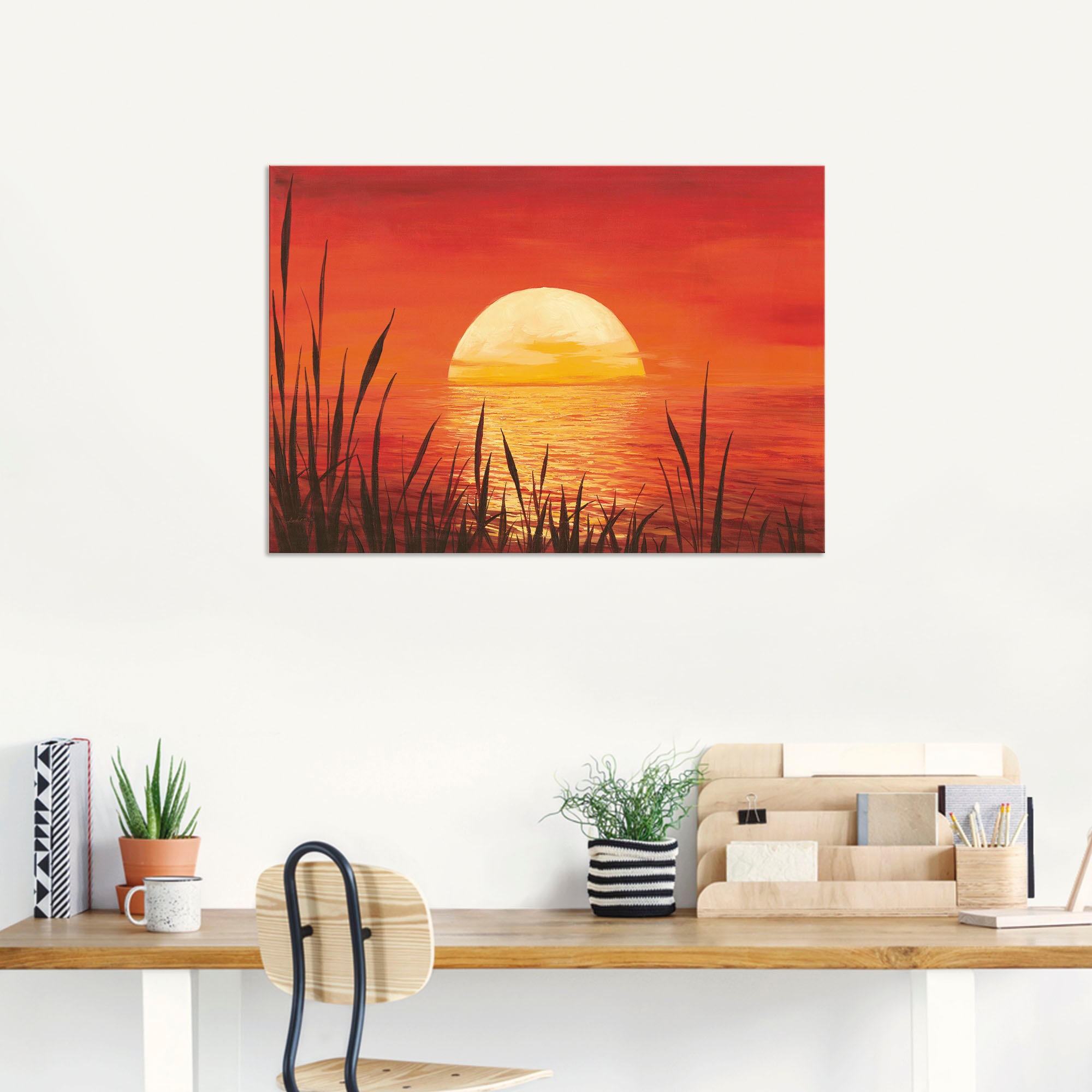 Artland Wandbild »Roter Sonnenuntergang am Ozean« Bilder vom Sonnenuntergang & -aufgang 1 Stk. tlg. als Alubild, Leinwandbild, Poster in verschied. Grössen