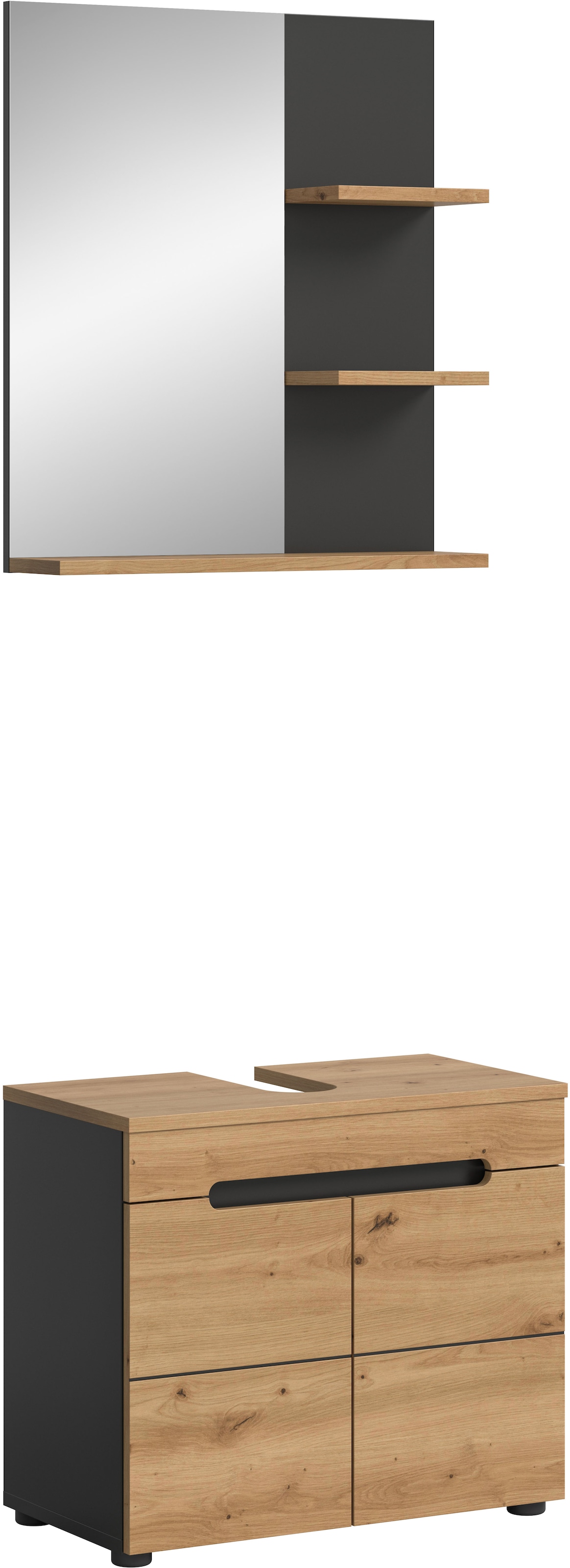 Image of welltime Badmöbel-Set "REHAT, 2-teilig, Breite 63 cm, mit grifflosen Fronten, bestehend aus:" 2 Stk. tlg.