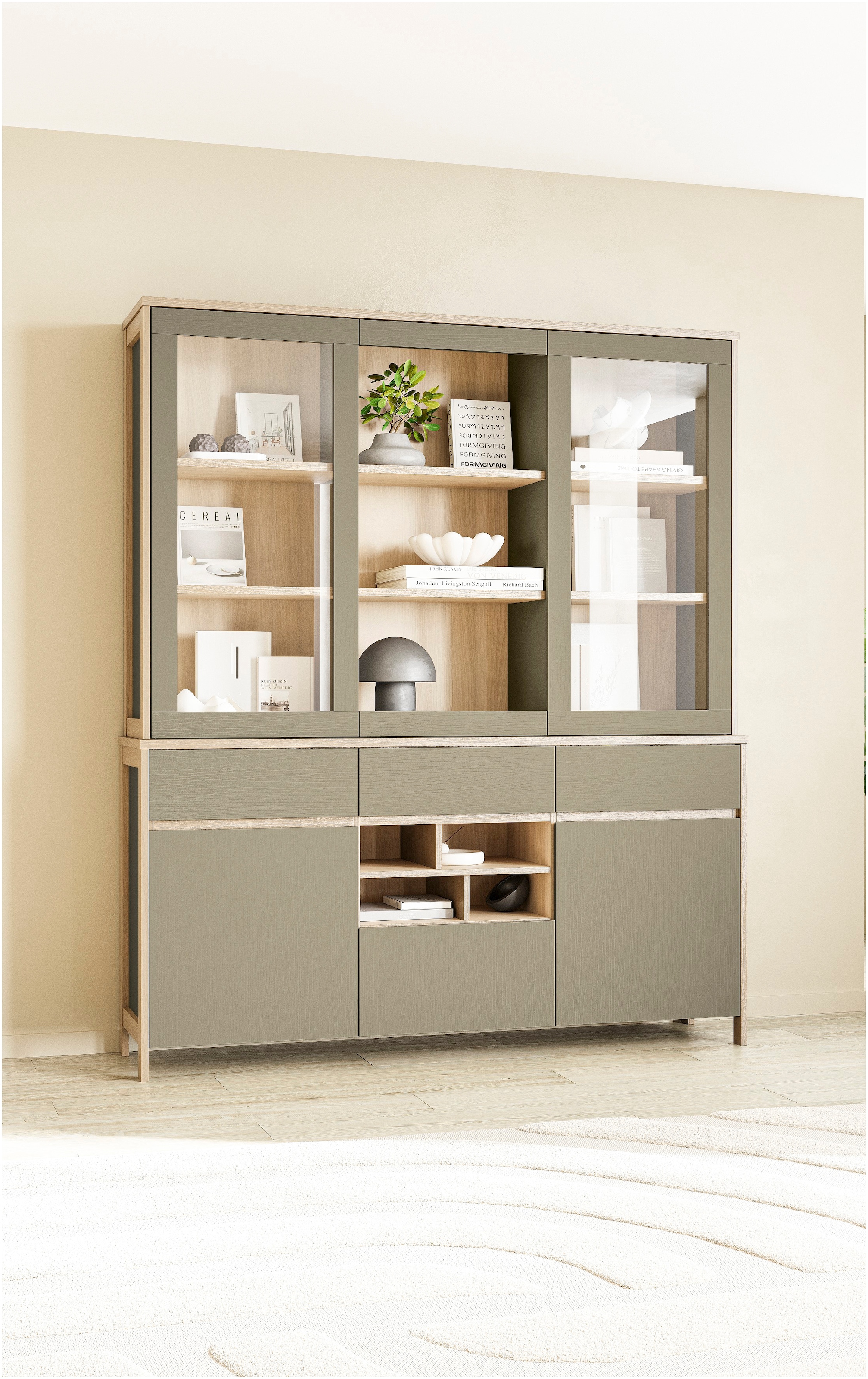 Home affaire Buffet »Stranda, Hochschrank im Scandi-Style, moderner Schrank« Rahmenoptik, ausreichend Stauraum, vielseitig einsetzbar, 164 cm breit