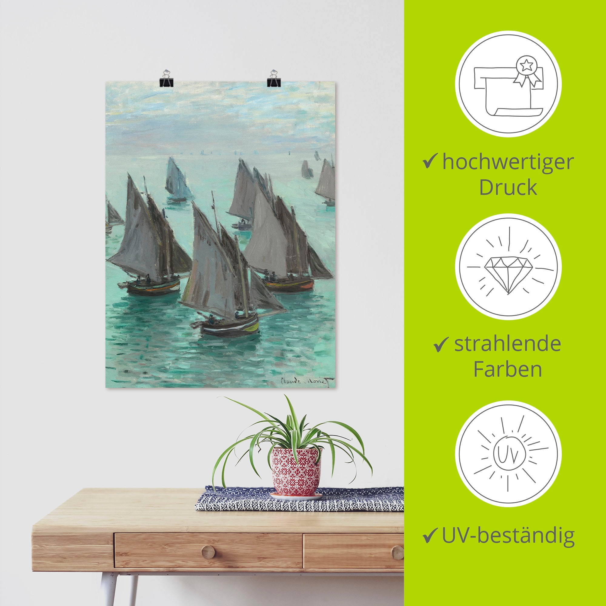 Artland Wandbild »Fischerboote bei ruhigem Wetter« Boote & Schiffe 1 Stk. tlg. als Leinwandbild, Poster in verschied. Grössen