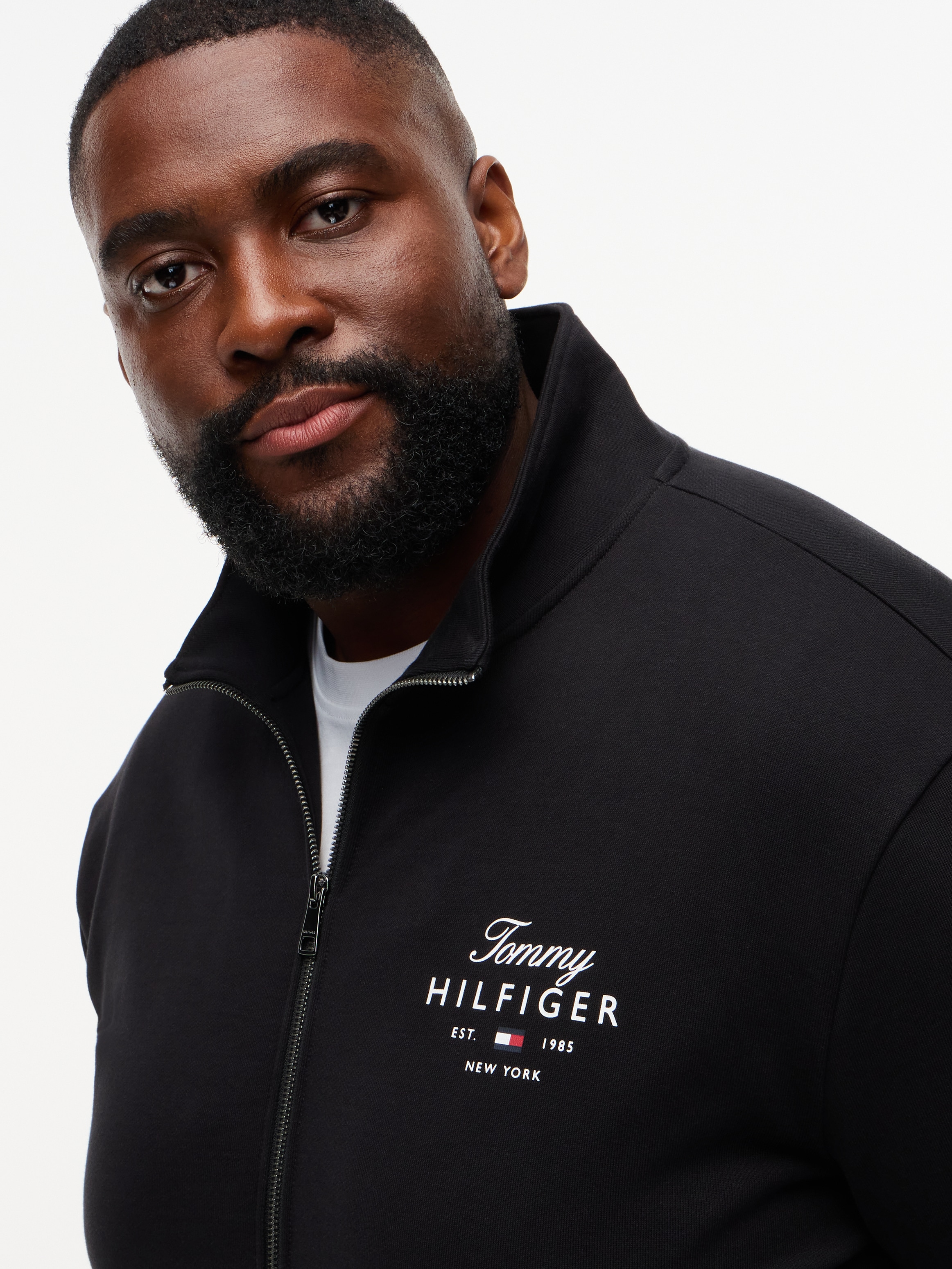 Tommy Hilfiger Big & Tall Veste sweat »BT-SCRIPT STACK STAND COLLAR« Grandes tailles