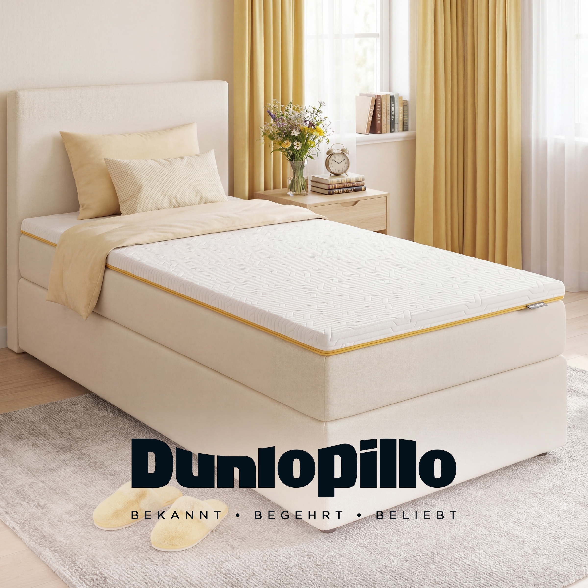 Dunlopillo 1100000002199 »Elements, Premium Viscotopper 90x200 & 140x200 cm & weitere Grössen« surmatelas fabriqué dans l’UE, adapté aux lits boxspring,