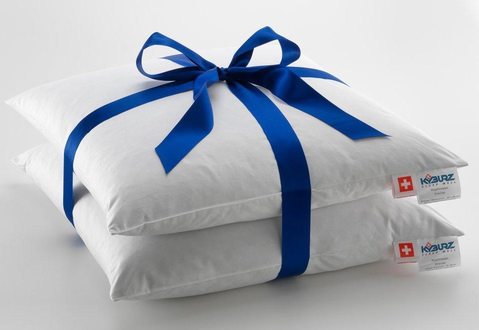 Image of Kyburz Federkopfkissen »Federkissen und Pfulmen im Duo-Pack«, Füllung: 30% Entendaunen, 70% daunige Federchen, Bezug: 100% Baumwolle, (Spar-Set, 2 St., 2-tlg.) bei Ackermann Versand Schweiz