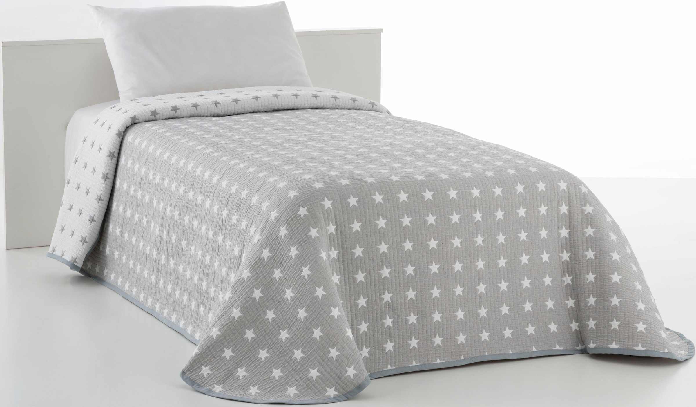 GOODproduct Couvre-lit »Yolanda, 1 Stück, gesteppte Tagesdecke, Wendeoptik, Sternenmuster« aspect réversible, mélange de coton, rembourrage léger, piqûres rayées