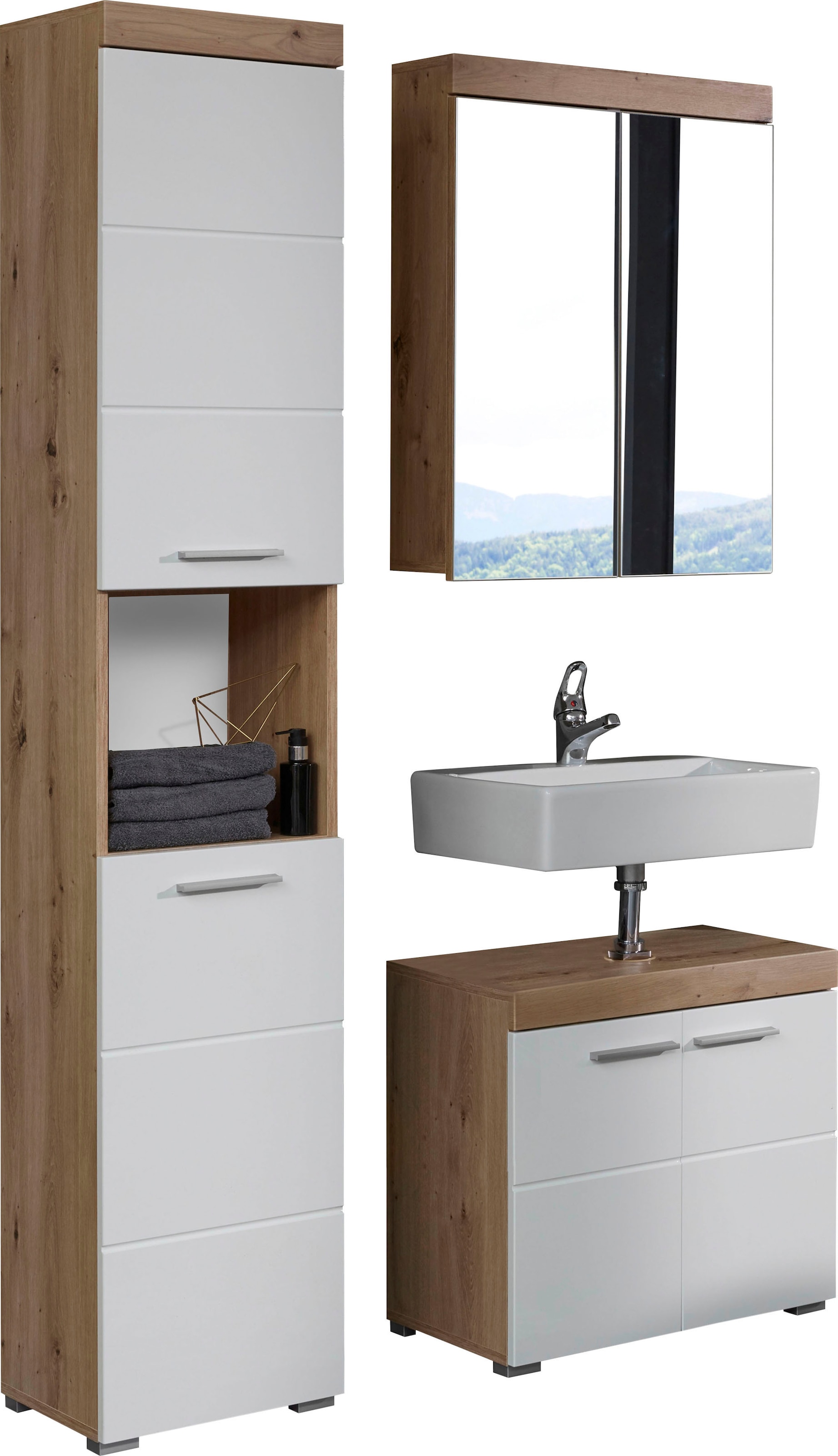 welltime Ensemble de meubles de salle de bain »Avena« Ensemble, 3 cuis tlg.