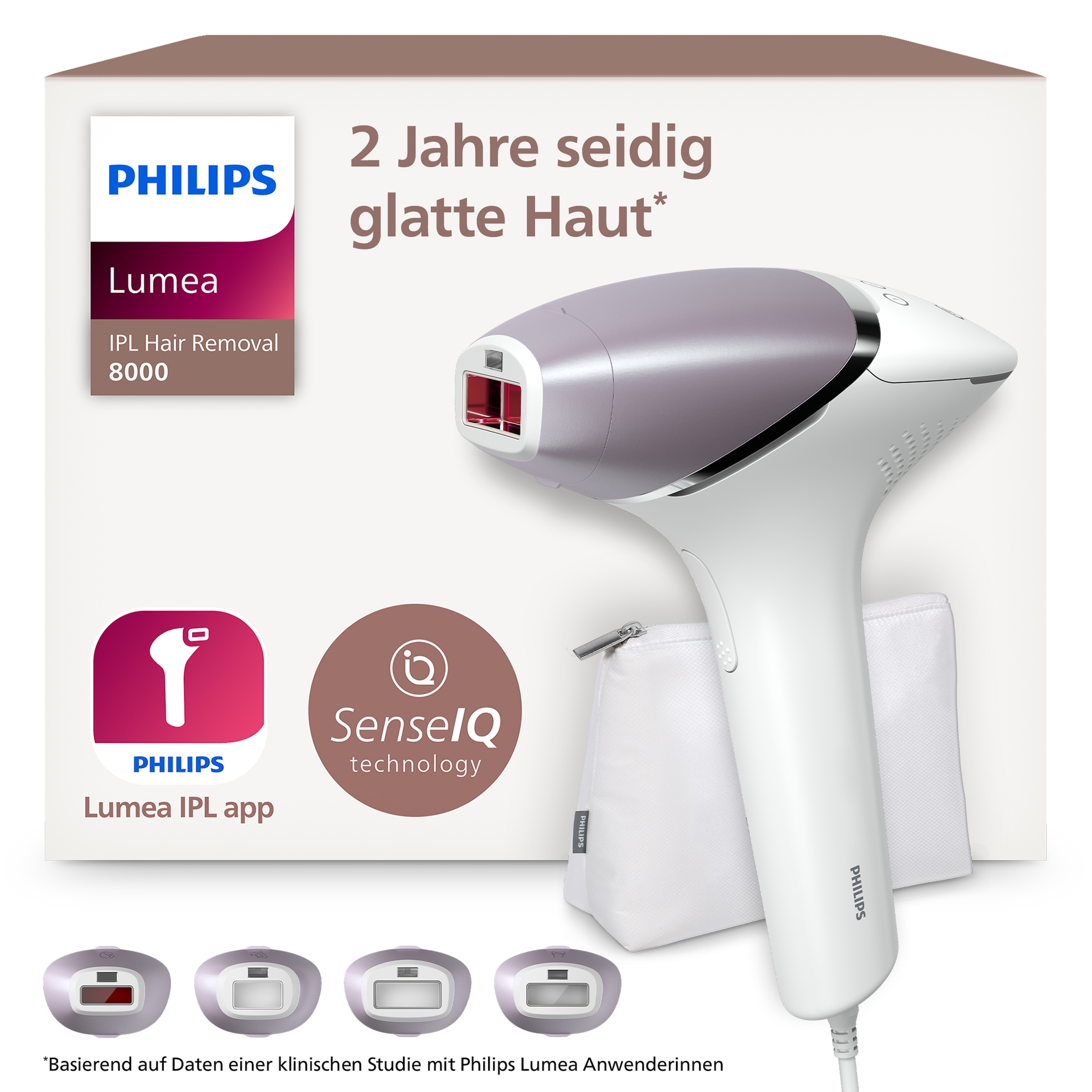 Image of Philips IPL-Haarentferner "Philips Lumea Series 8000 BRI947/00" 450.000 Lichtimpulse 4 Aufsätze (Achseln, Bikinizone, Körper und Gesicht)