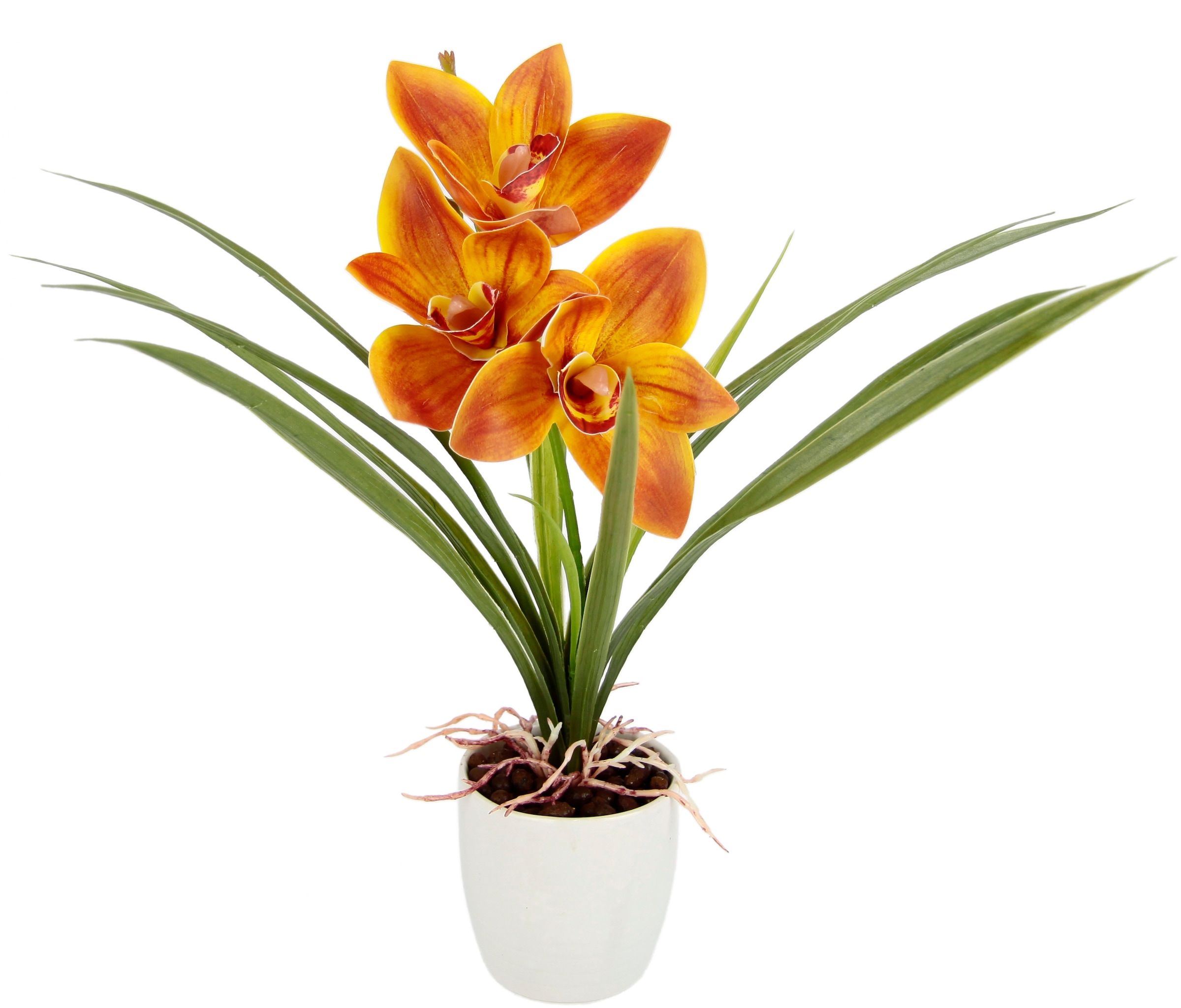Keramik »Orchidee«, kaufen Mit im Cymbidium-Orchidee Kunstblume aus Topf I.GE.A. Blume bequem Künstliche Blätter