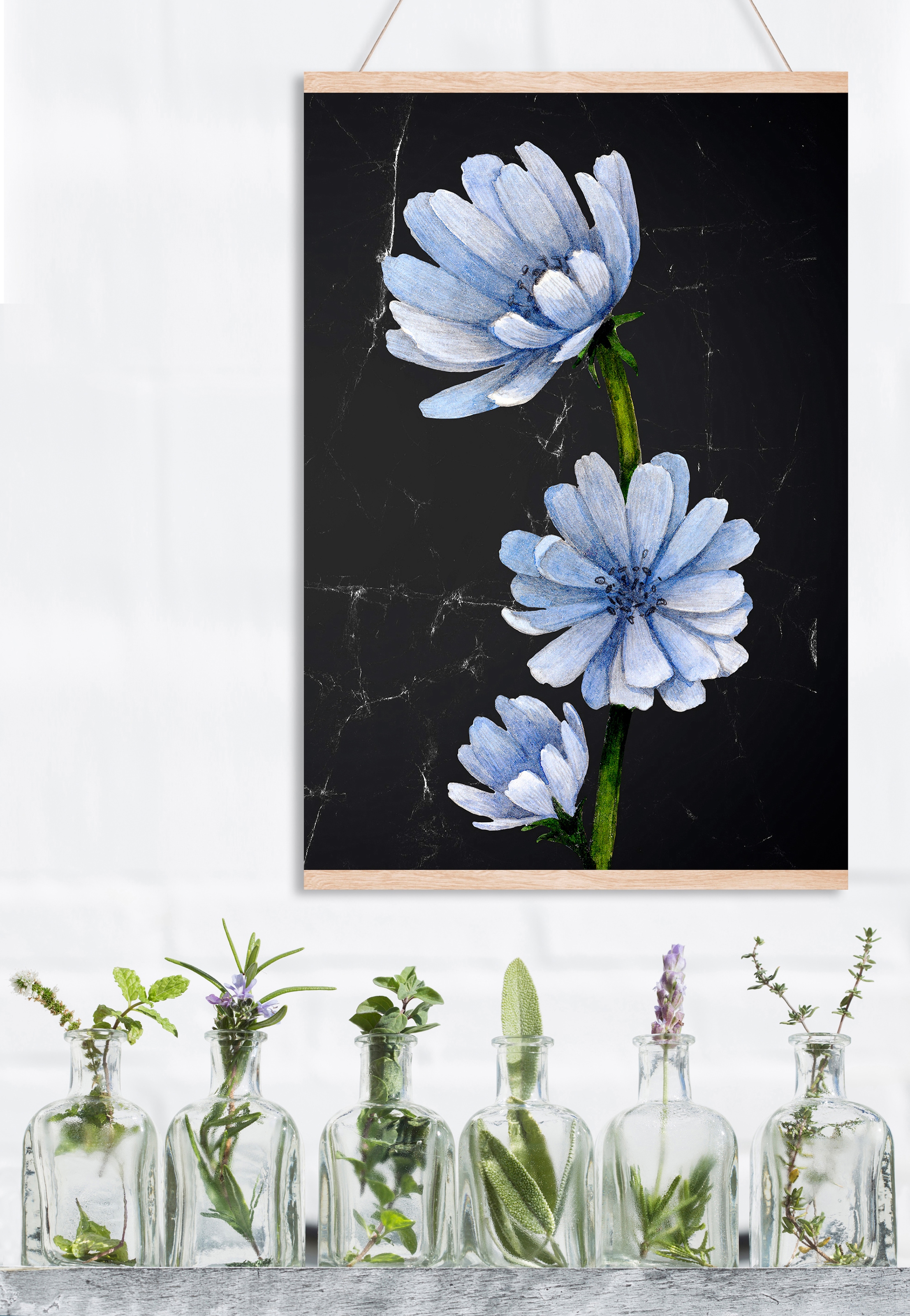 queence Leinwandbild »Blaue Blüte«, 50x70 cm