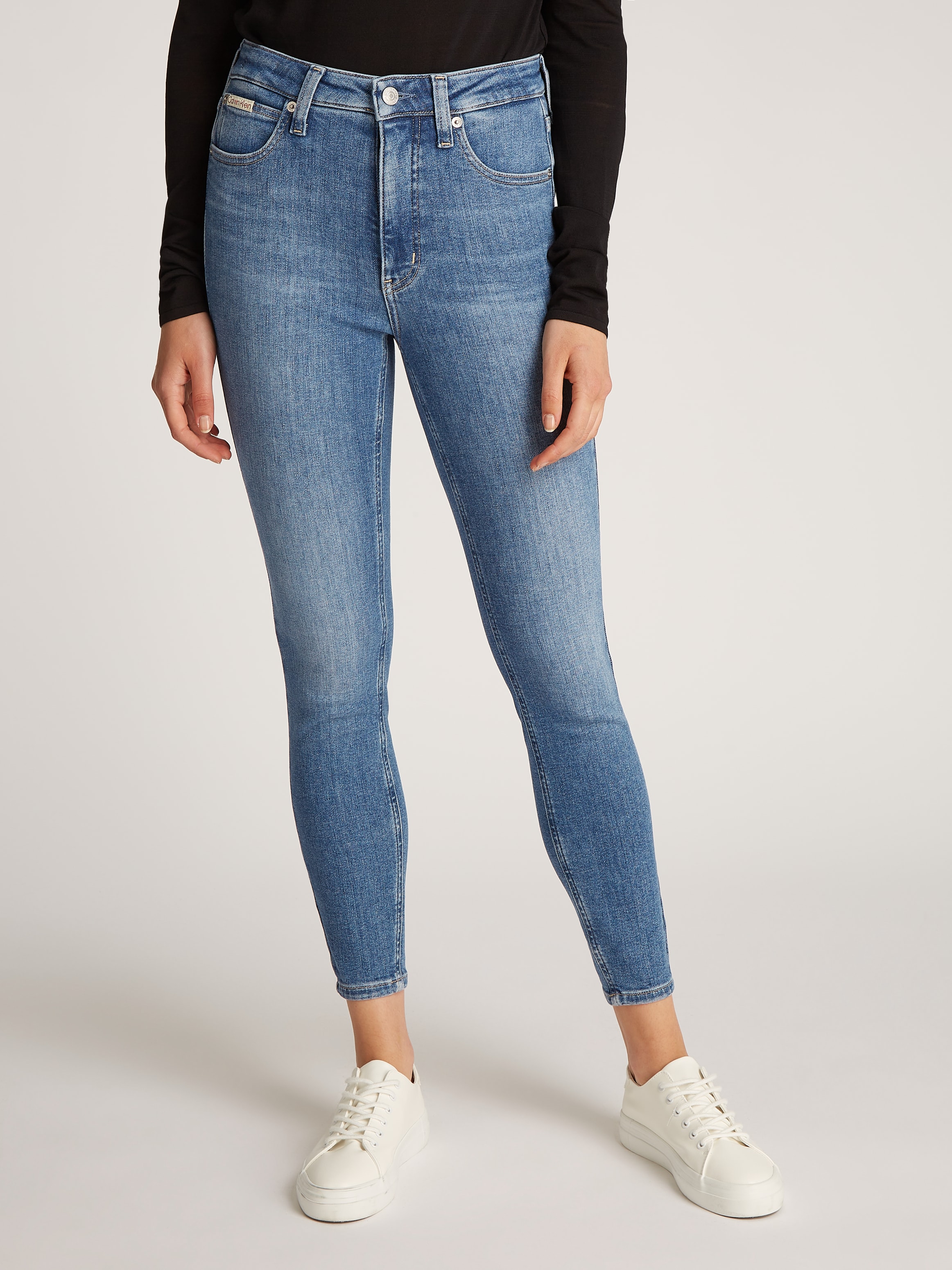 Calvin Klein Jeans Skinny-fit-Jeans »HIGH RISE SUPER SKINNY ANKLE«, mit Stoned wash Optik, mit Coinpocket