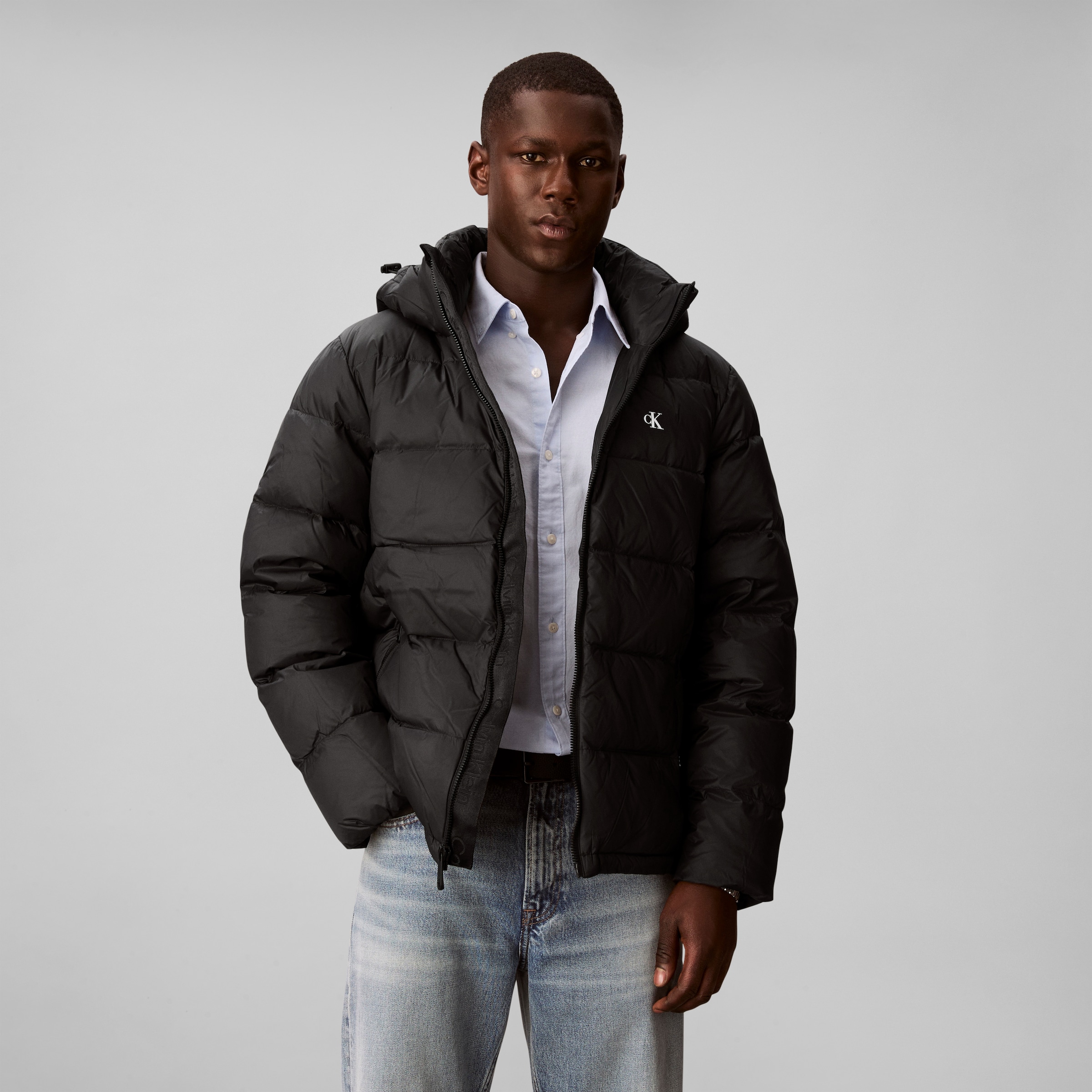 Image of Calvin Klein Steppjacke "LS NYLN ZP OFF HD DW" mit Kapuze Kapuze, Regular Fit, warm wattiert