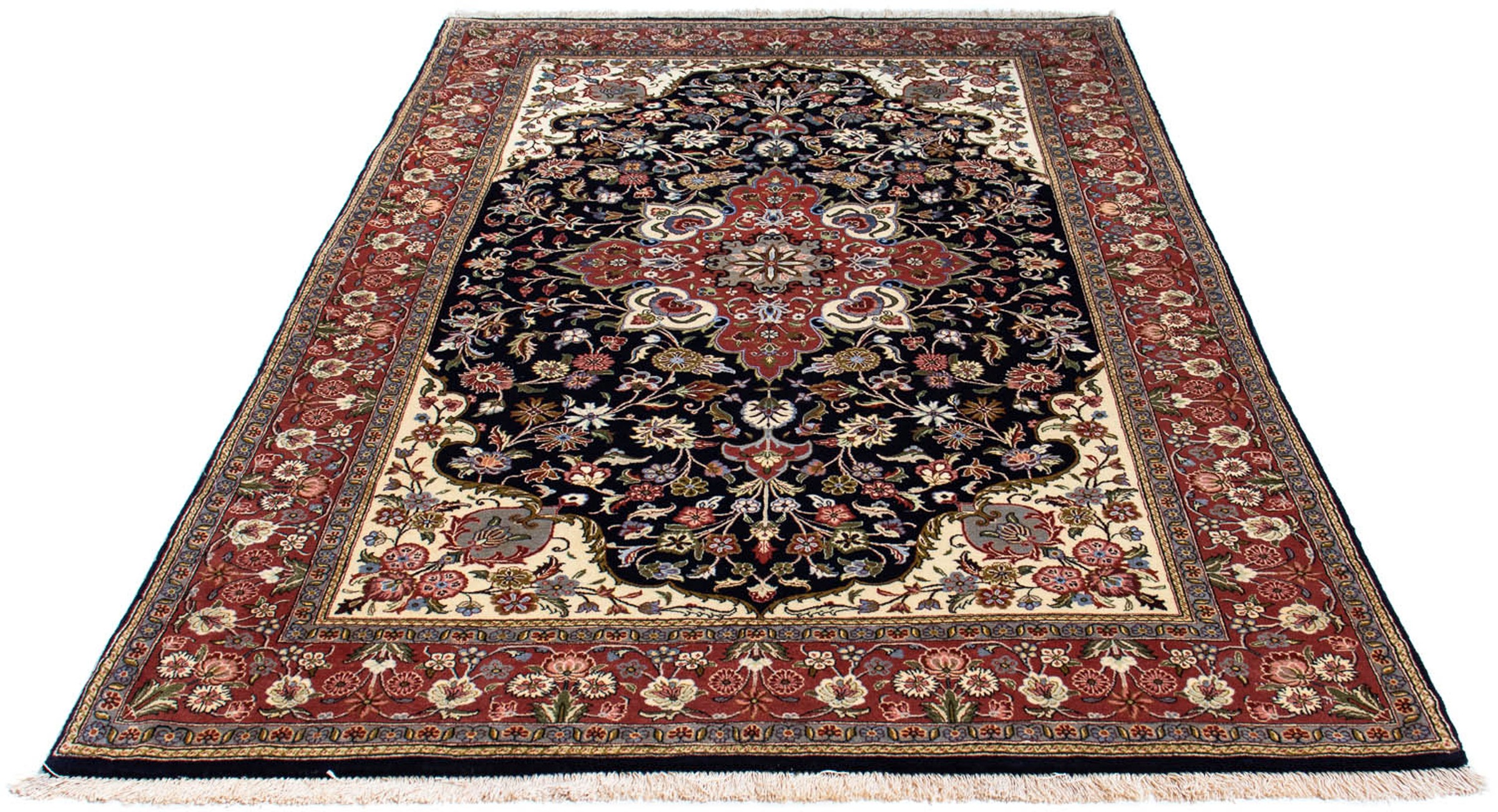 Image of morgenland Orientteppich »Perser - Ghom - 227 x 143 cm - dunkelblau«, rechteckig, 10 mm Höhe, Wohnzimmer, Handgeknüpft, Einzelstück mit Zertifikat bei Ackermann Versand Schweiz