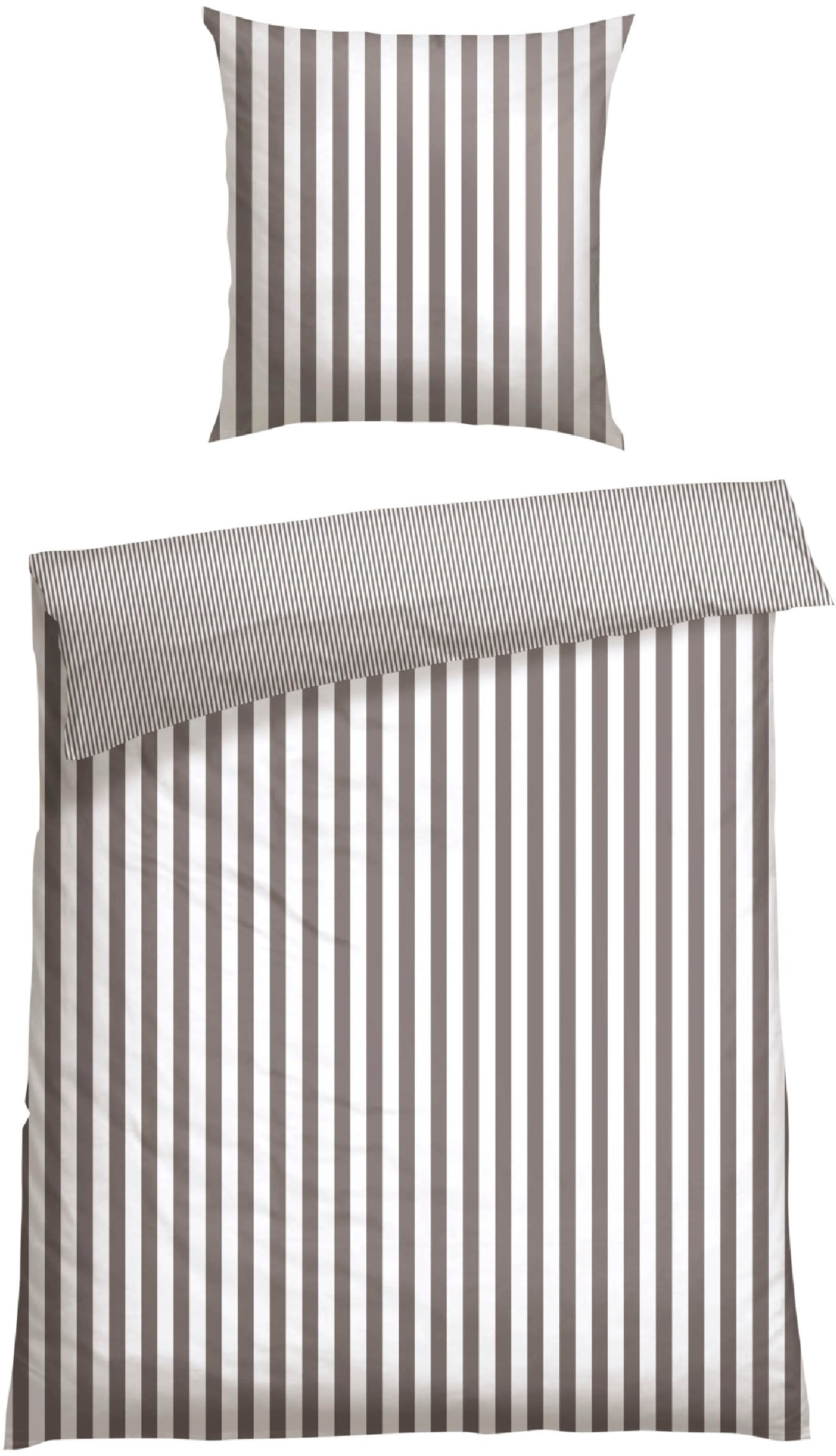 Image of Schiesser Wendebettwäsche "Marie aus weicher Baumwolle und Streifen Allover" 2 Stk. MADE IN GREEN by OEKO-TEX