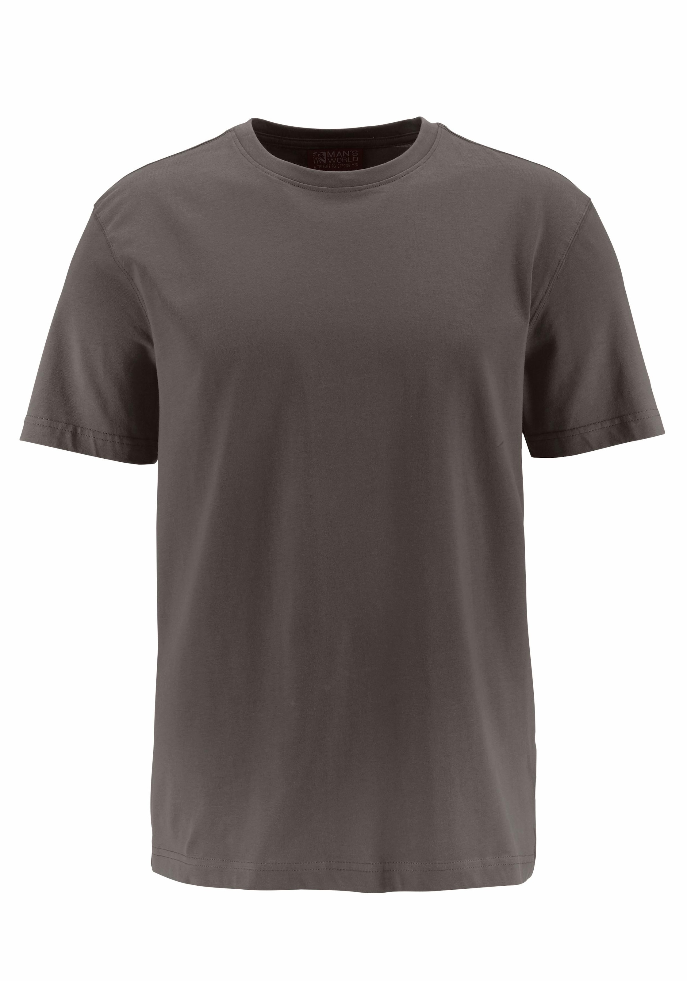 Man's World T-Shirt, Kurzarm, unifarben, Rundhals, aus Baumwolle, im 3er-Pack