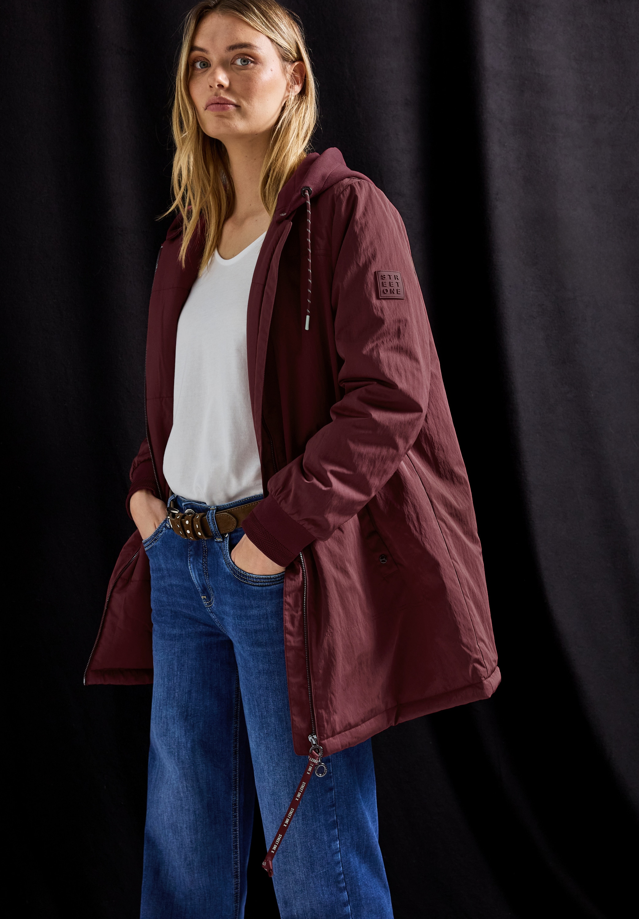 Image of STREET ONE Blouson mit Kapuze lang, mit abnehmbarer Kapuze mit Tunnelzug