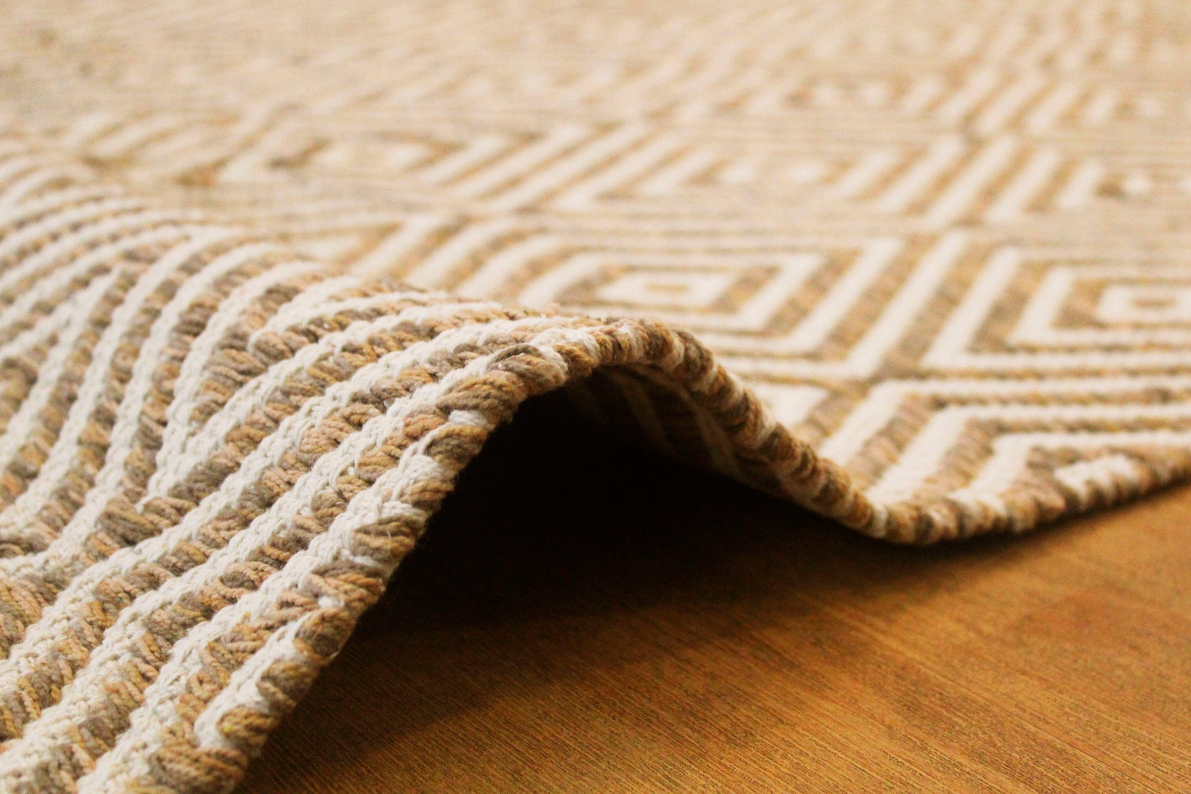 my home Teppich »Tiara«, rechteckig, 7 mm Höhe, mit Rauten-Muster, Teppich aus 100% Baumwolle