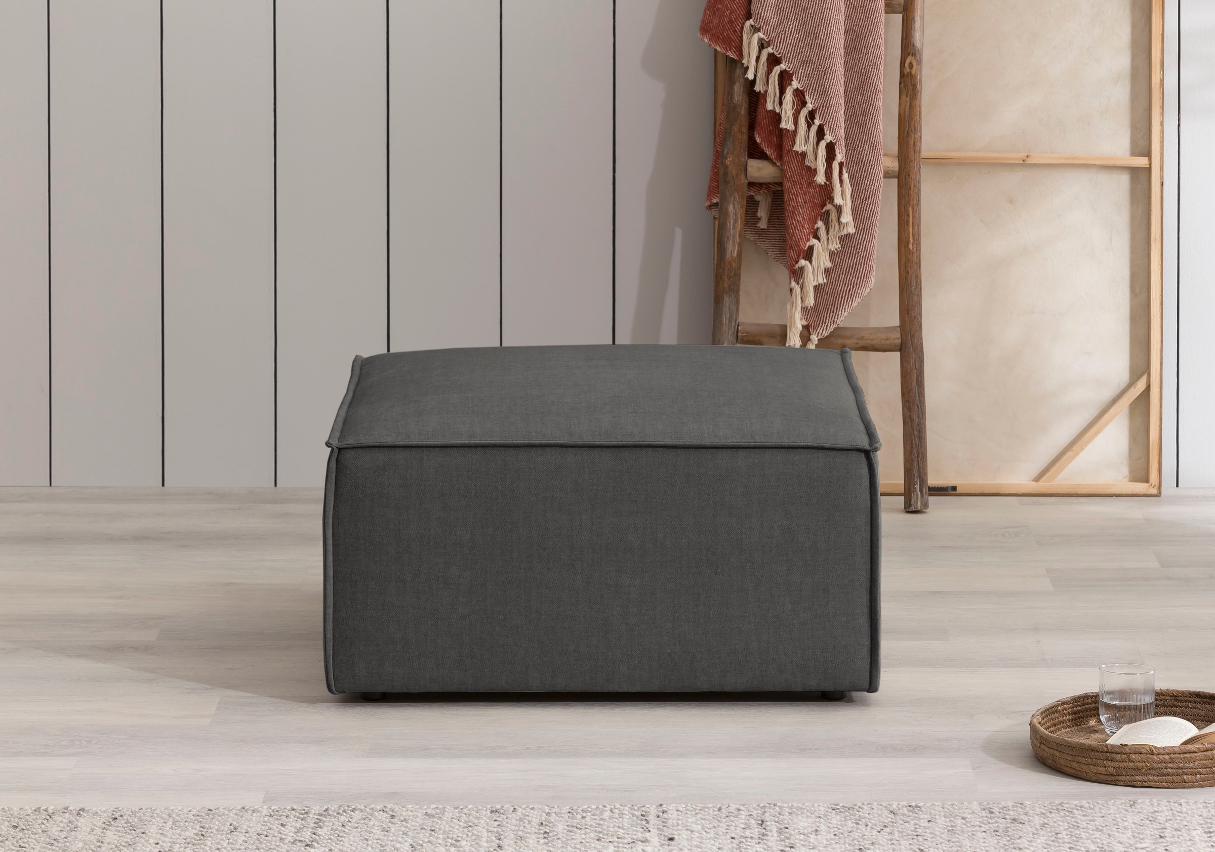 Image of GOODproduct Hocker "SHERWOOD Samtvelours Polsterhocker" Hocker quadratisch, ideale Ergänzung zum Loveseat SHERWOOD