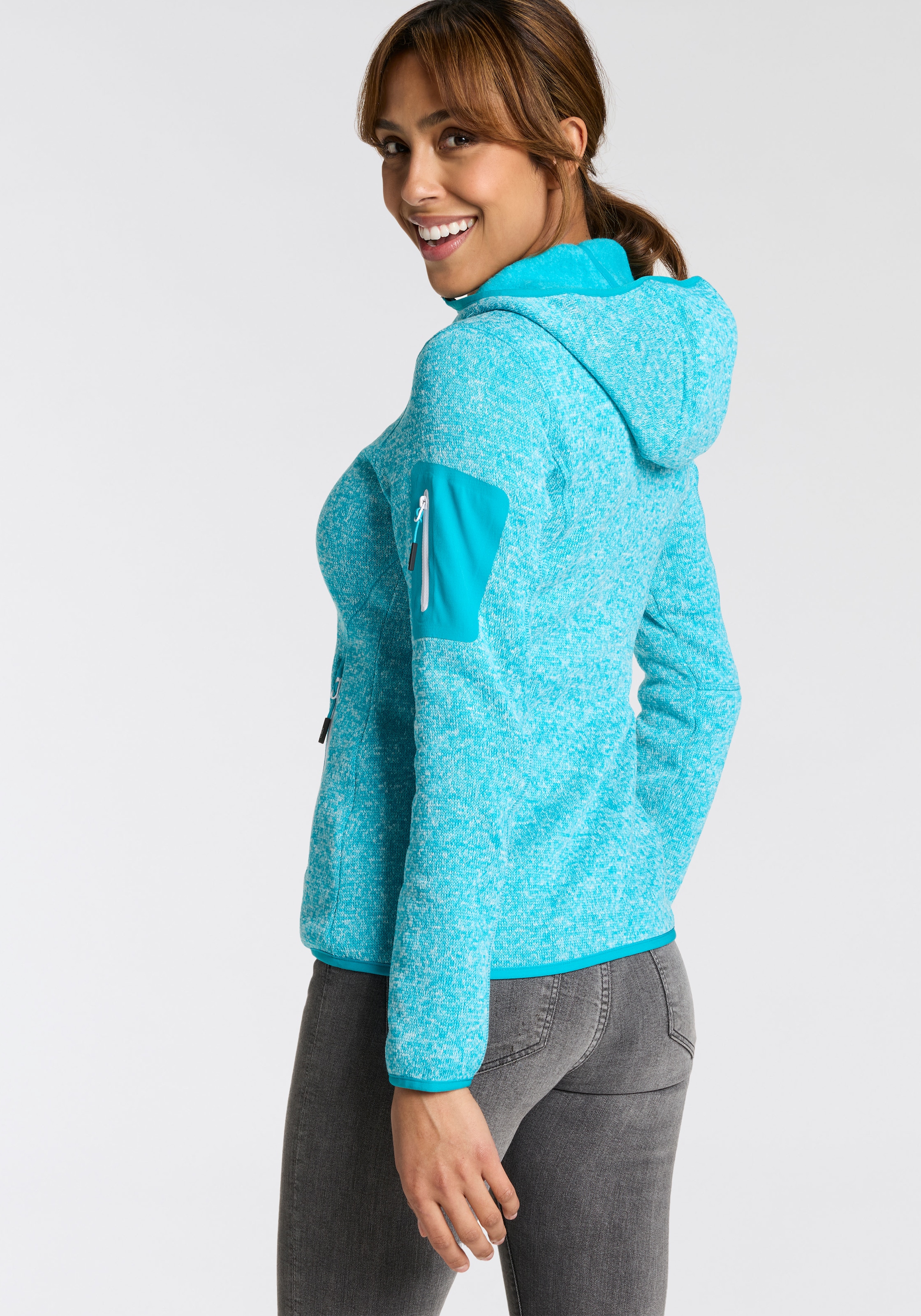 CMP Strickfleecejacke »KNITTED MELANGE HOODY WOMAN HOODY«, (1 St.), mit Kapuze, Wärmend und