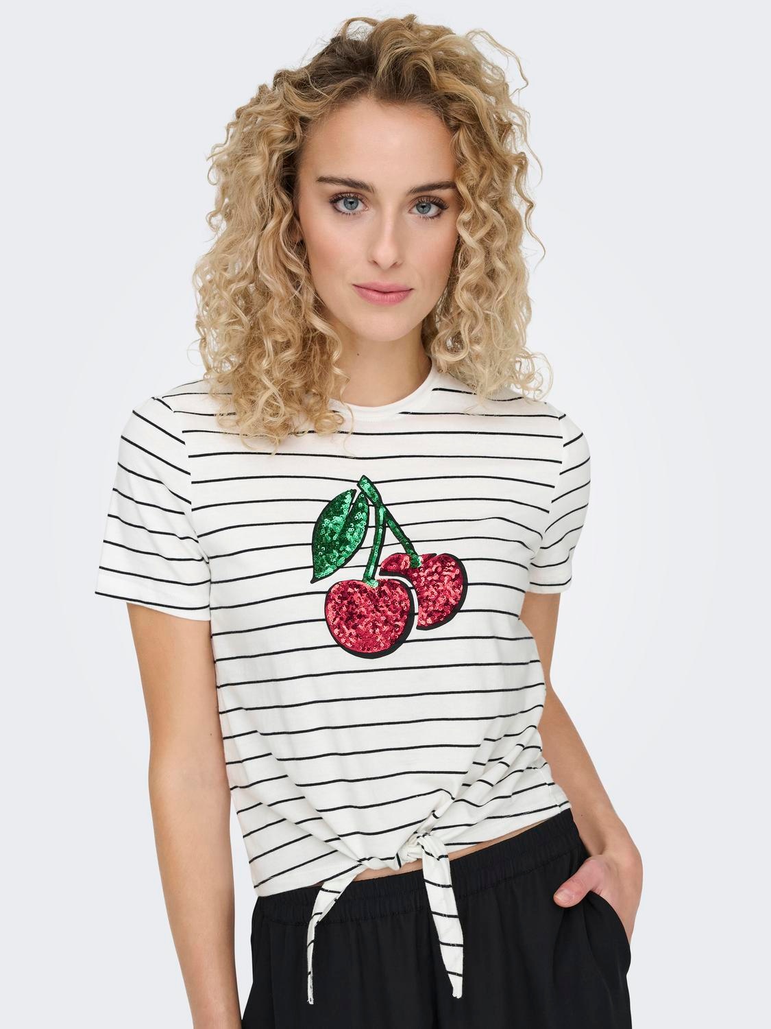 ONLY Kurzarmshirt »ONLKITA LIFE S/S FRUIT KNOT TOP BOX JRS«