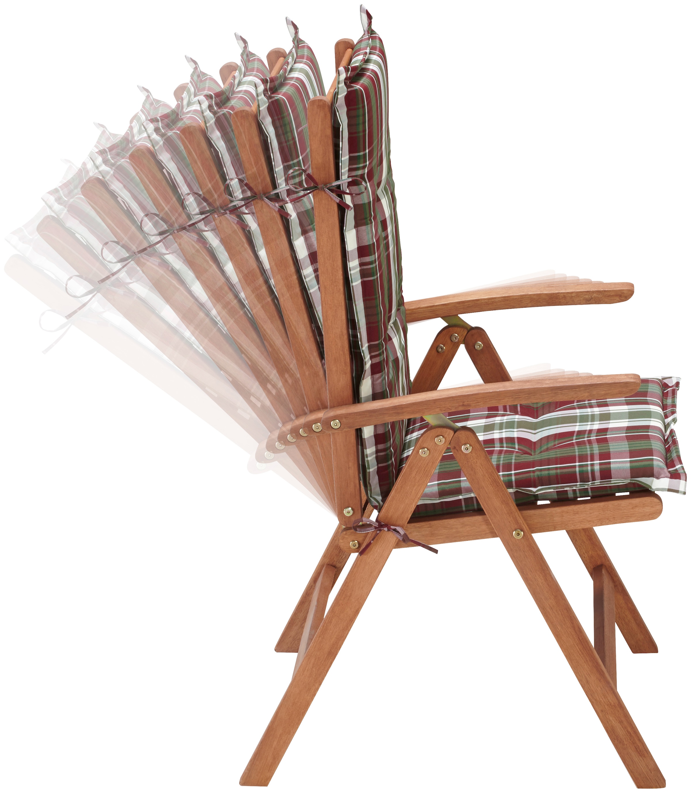 MERXX Garten-Essgruppe »Borkum«, (13 tlg., 6x Sessel, inkl. Sitz- und Rückenkissen, 1x Klapptisch 135x85 cm), Eukalyptusholz, FSC Mix, geeignet für 6 Personen