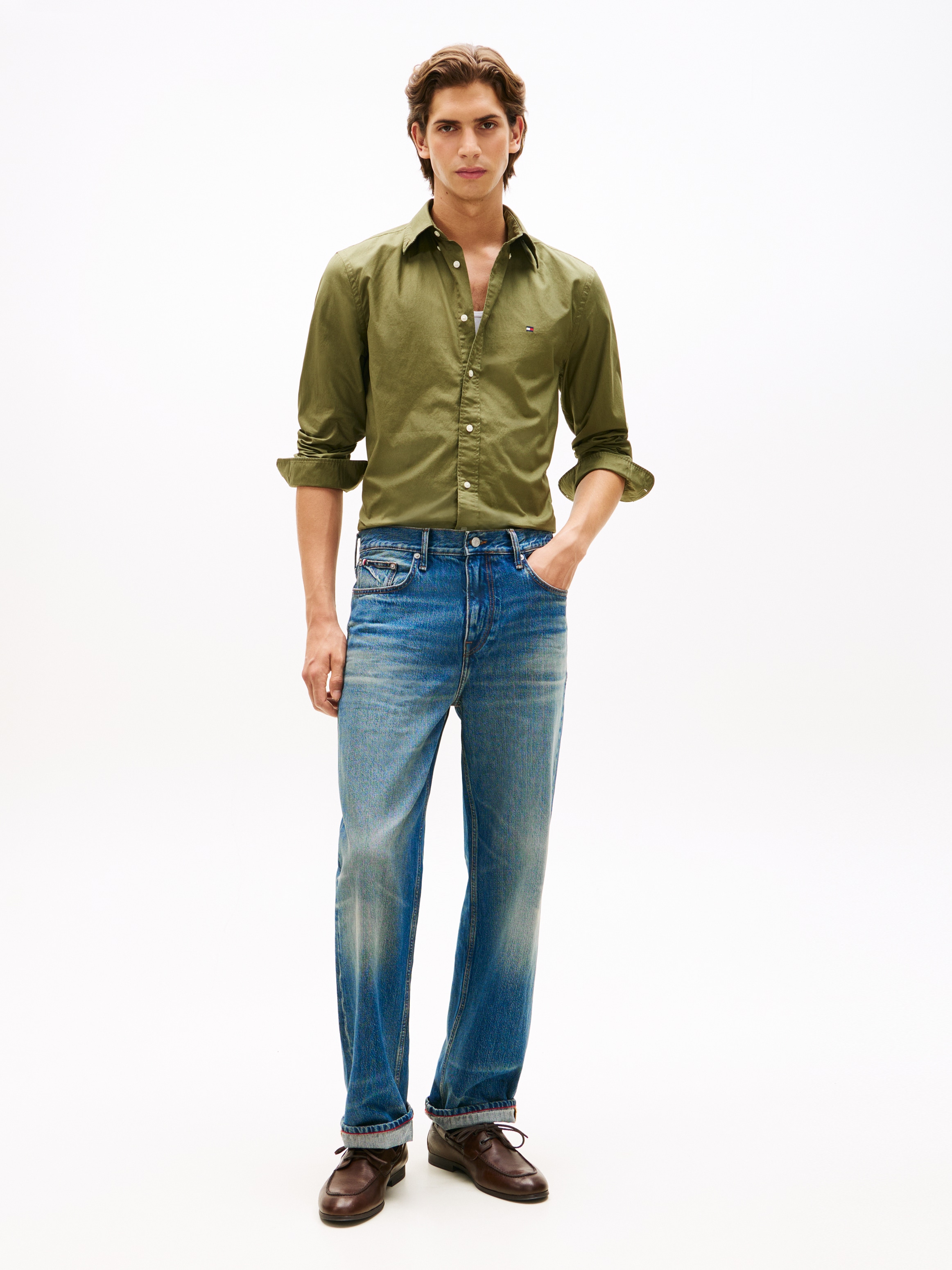 Tommy Hilfiger Businesshemd »FLEX POPLIN SOLID« unifarben, klassisch, regular fit, Baumwolle, Button-down-Kragen