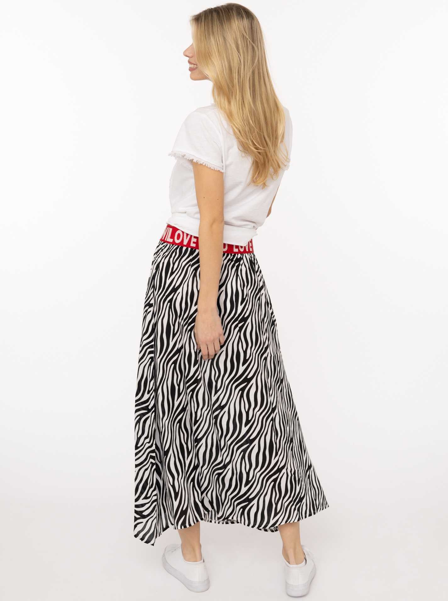 Zwillingsherz Maxi jupe »"Classic Zebra"« Zebramuster, Gummizug mit Schrift, leichtes Material, knöchellang