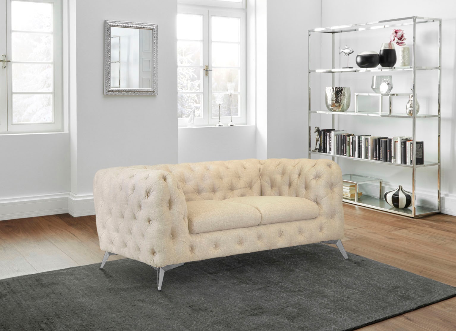 Home affaire Canapé Chesterfield »Glynis« aufwändige Knopfheftung, moderne Chesterfield Optik, Fussfarbe wählbar