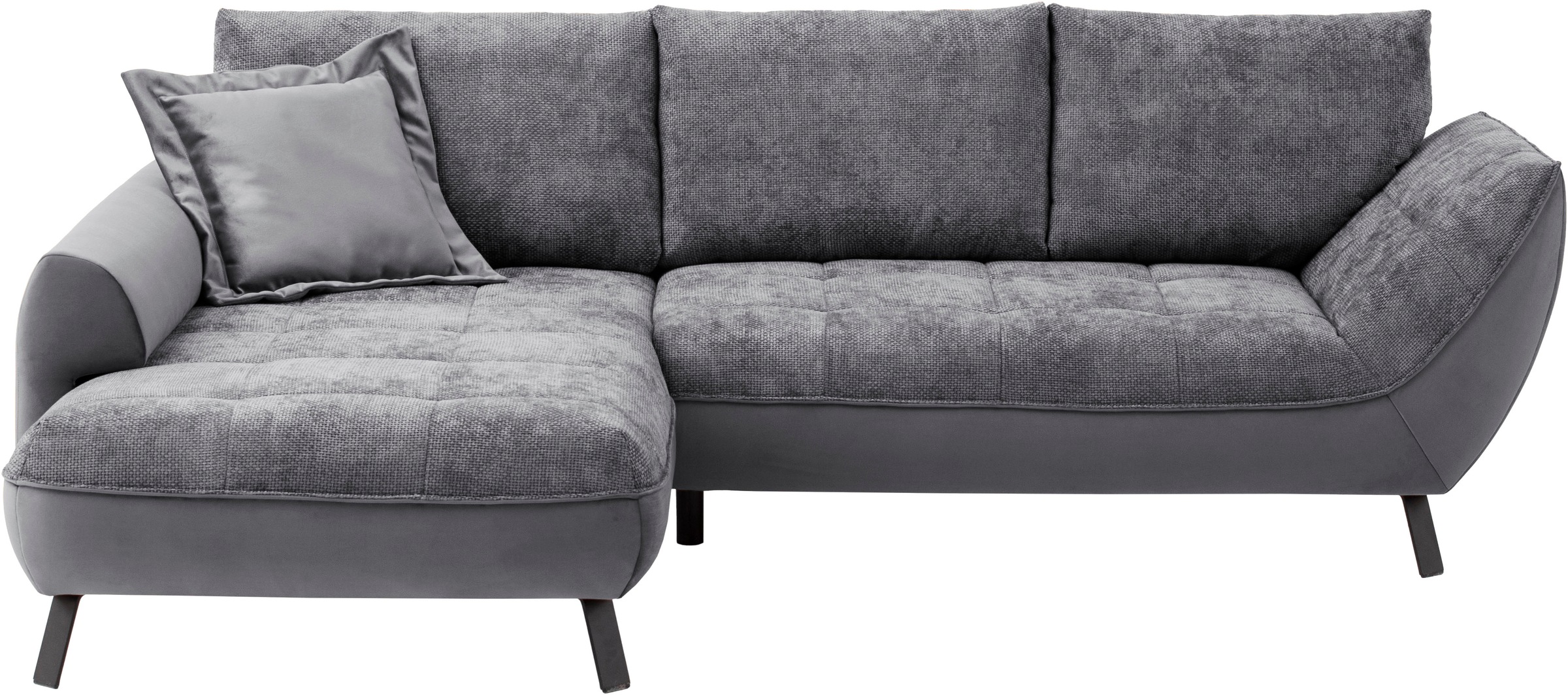exxpo - sofa fashion Ecksofa »Bellinii, Materialmix, Strukturbezug und pflegeleichter Microvelours«, bequem und modern, Materialmix, L-Form