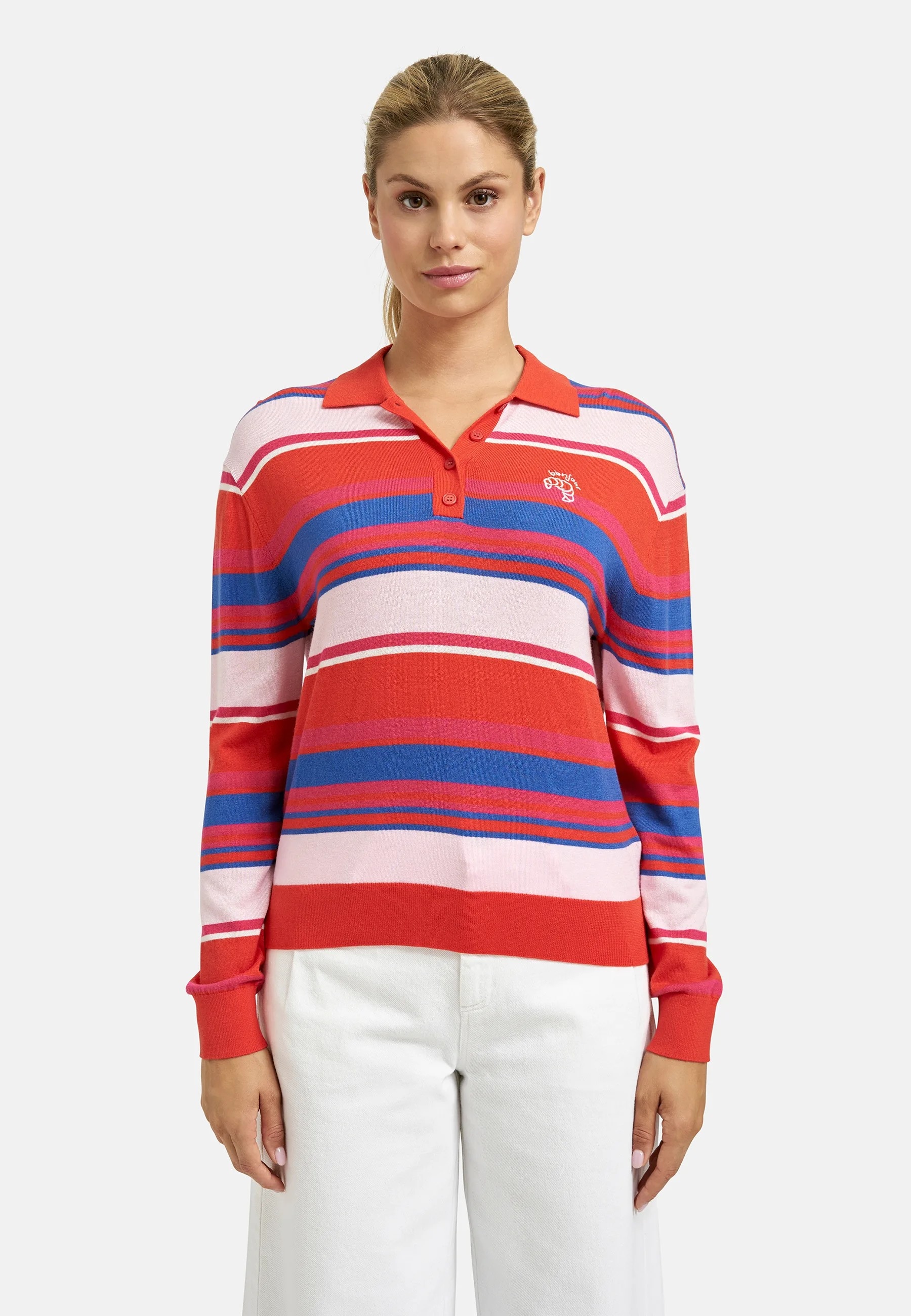 Image of Smith & Soul Polokragenpullover mit Stickerei, Streifen-Design